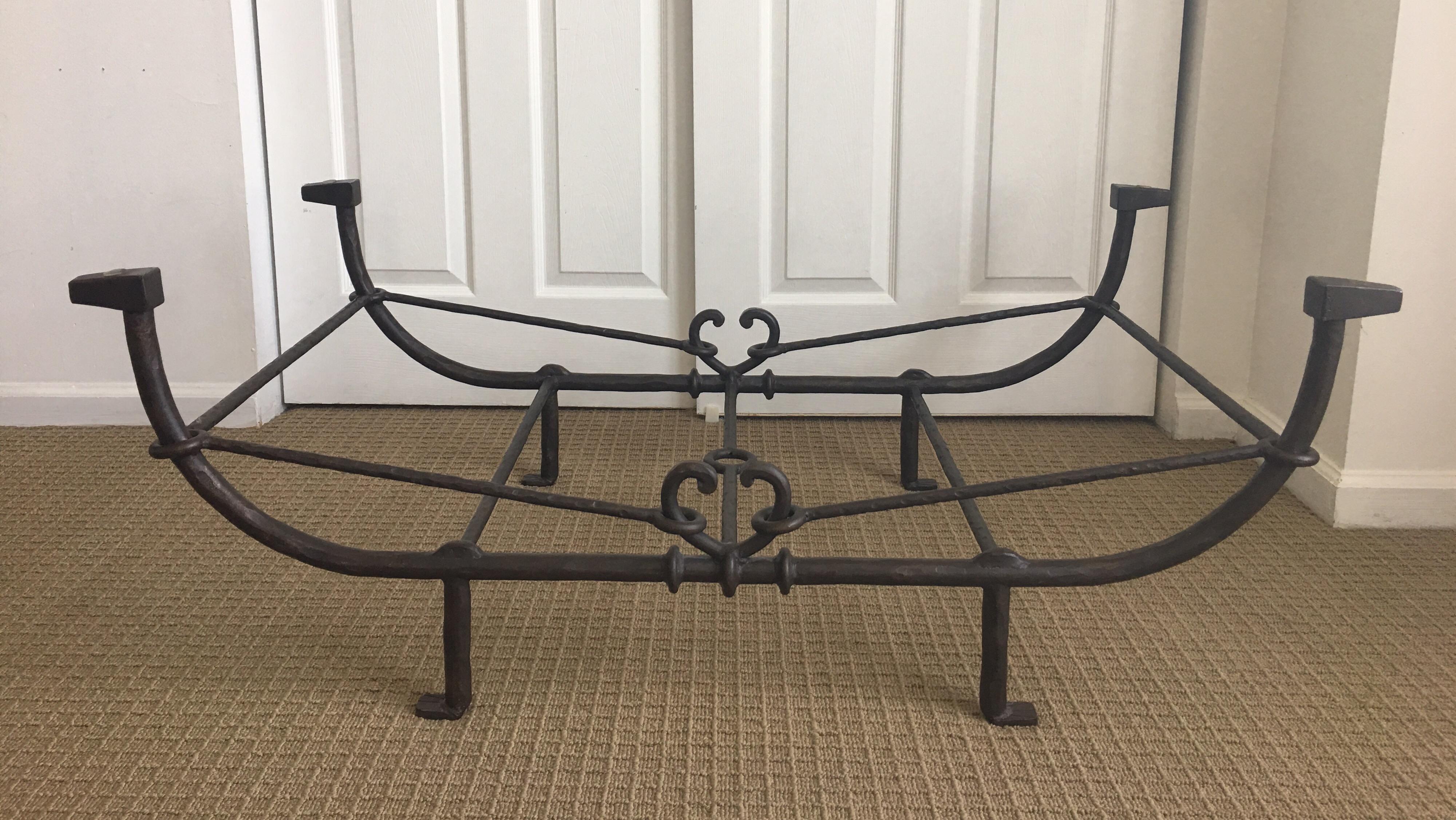 Metal Giacometti Style Iron and Glass Coffee Table, Sculptural Animal Head and Leg