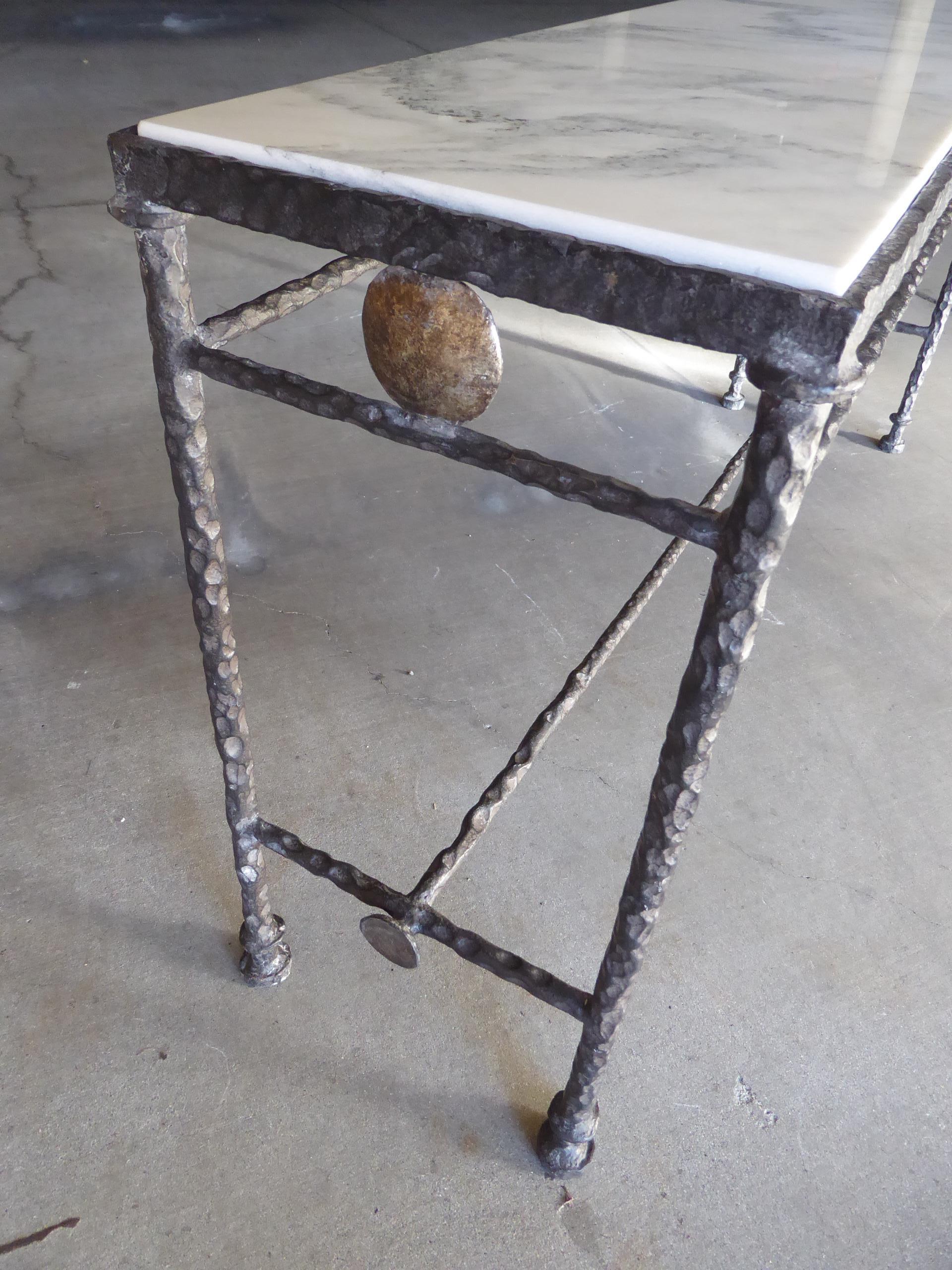 Giacometti Style Iron and Marble Console Table 5