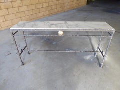 Giacometti Style Iron and Marble Console Table