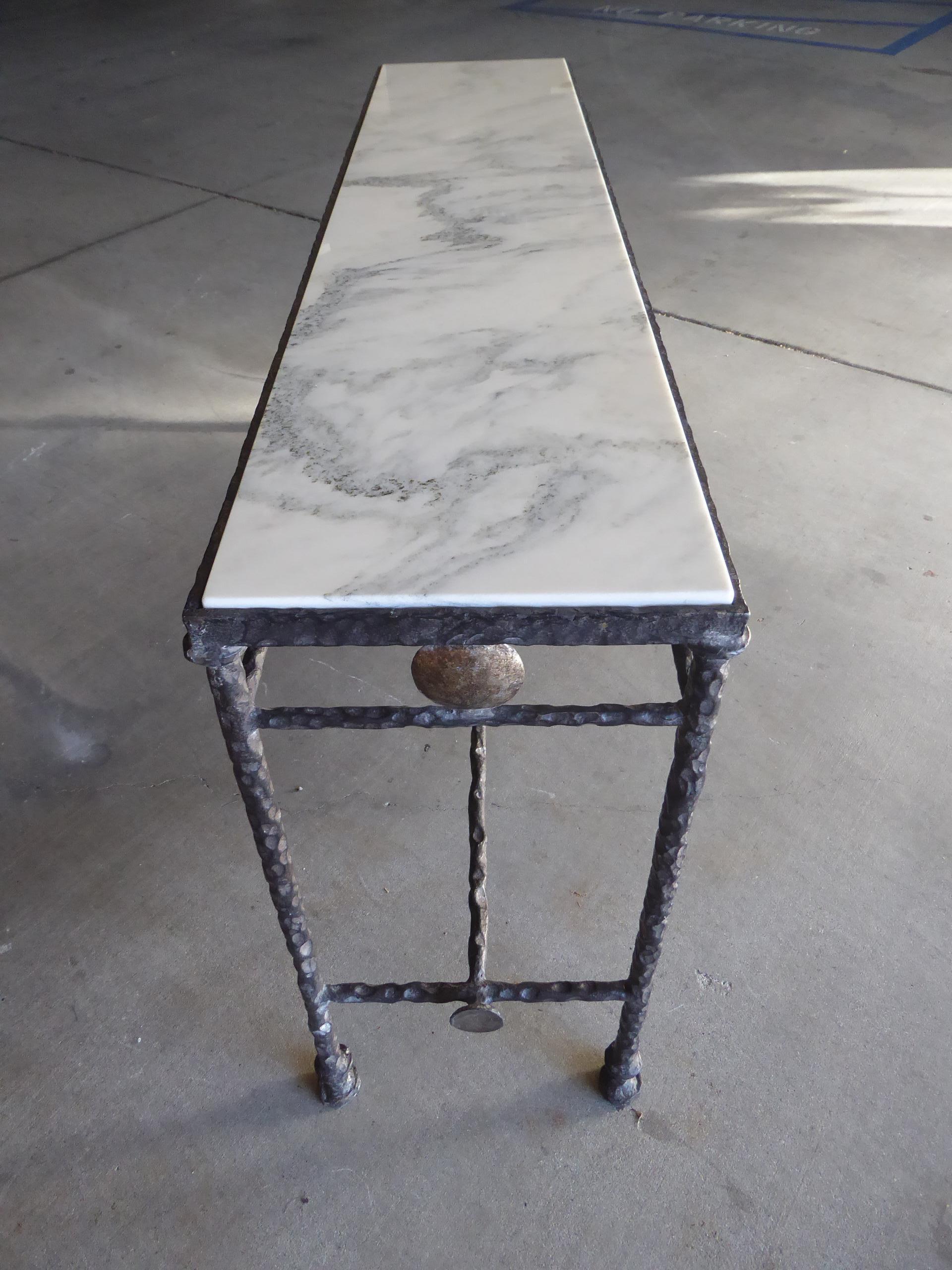 Late 20th Century Giacometti Style Iron and Marble Console Table