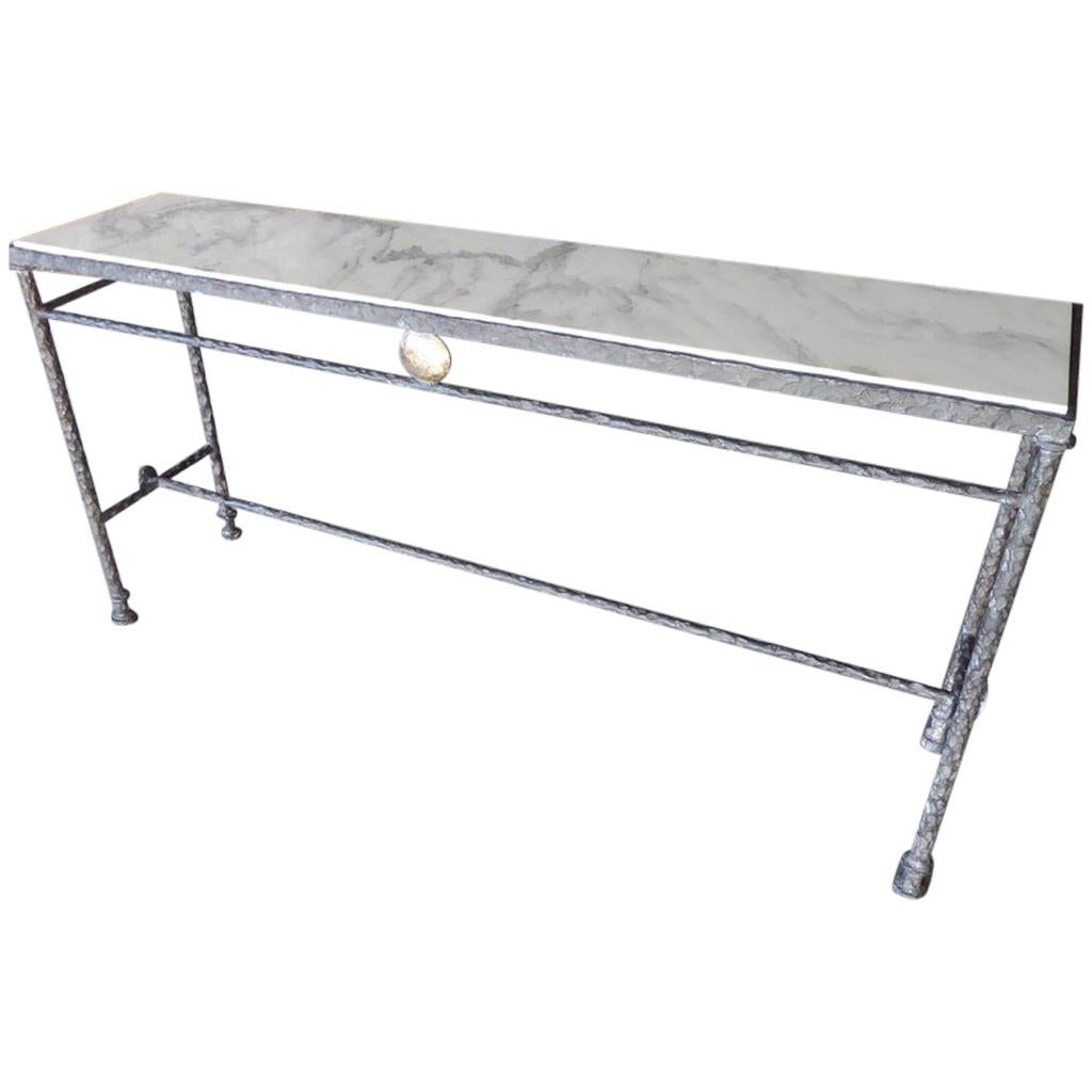 Giacometti Style Iron and Marble Console Table