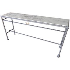 Giacometti Style Iron and Marble Console Table