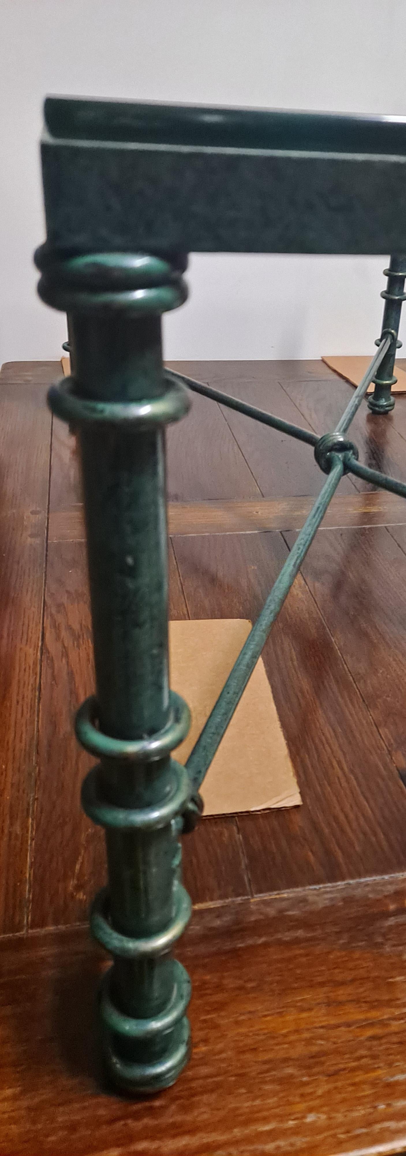 Giacometti-Style Iron Coffee Table With Verdigris Finish and Glass Top 5