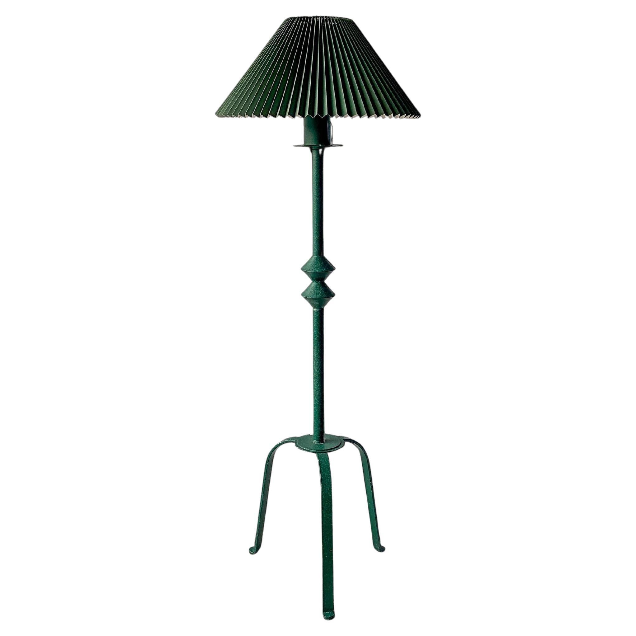 Giacometti Style Iron Floor Lamp With Pleated Shade