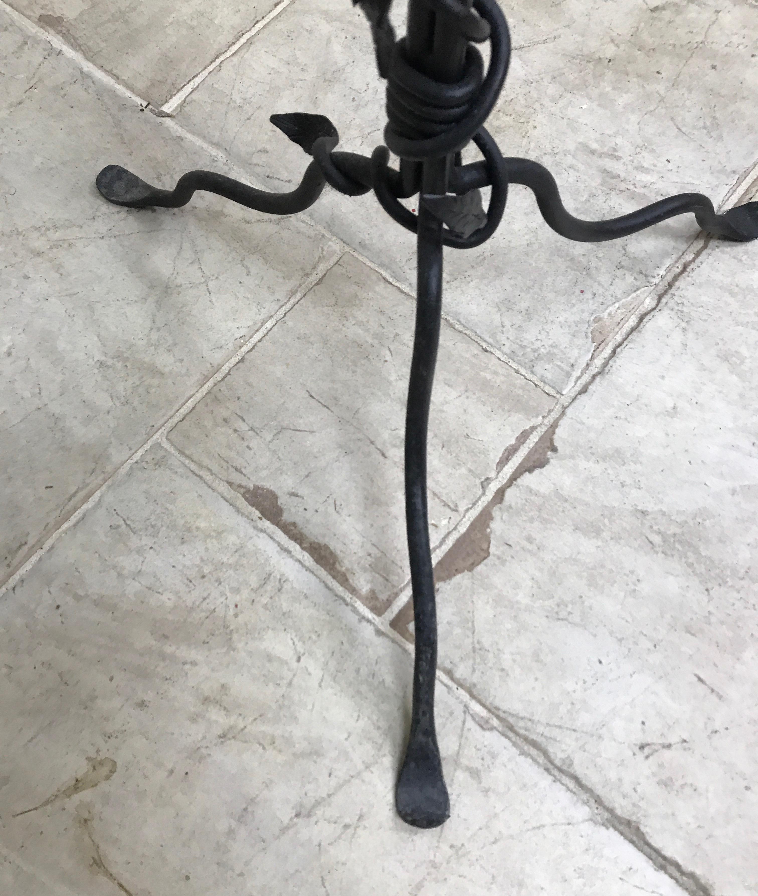 Giacometti Style Iron Glass Top Side Table 1