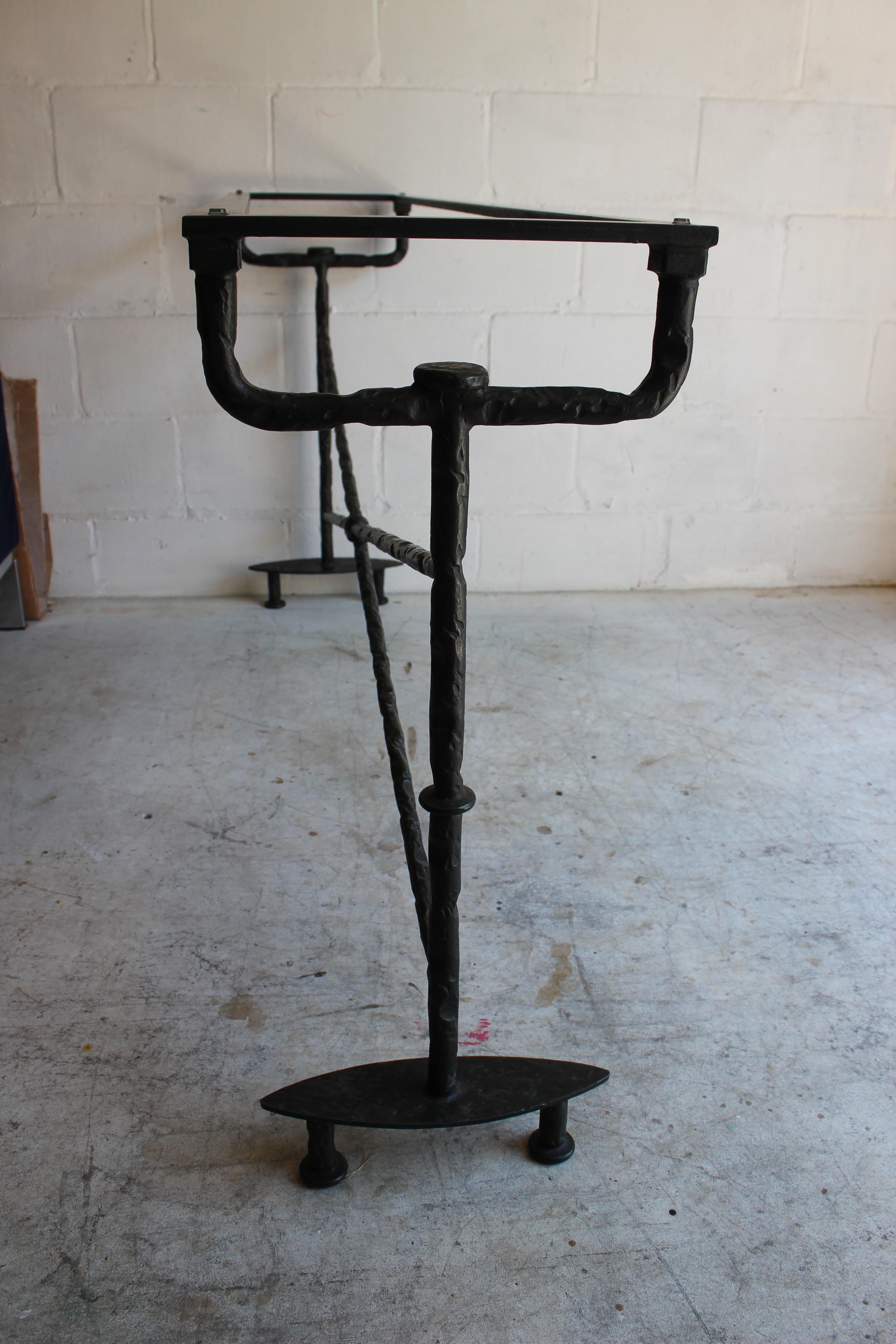 Giacometti Style Bronze Console with Glass Top 5