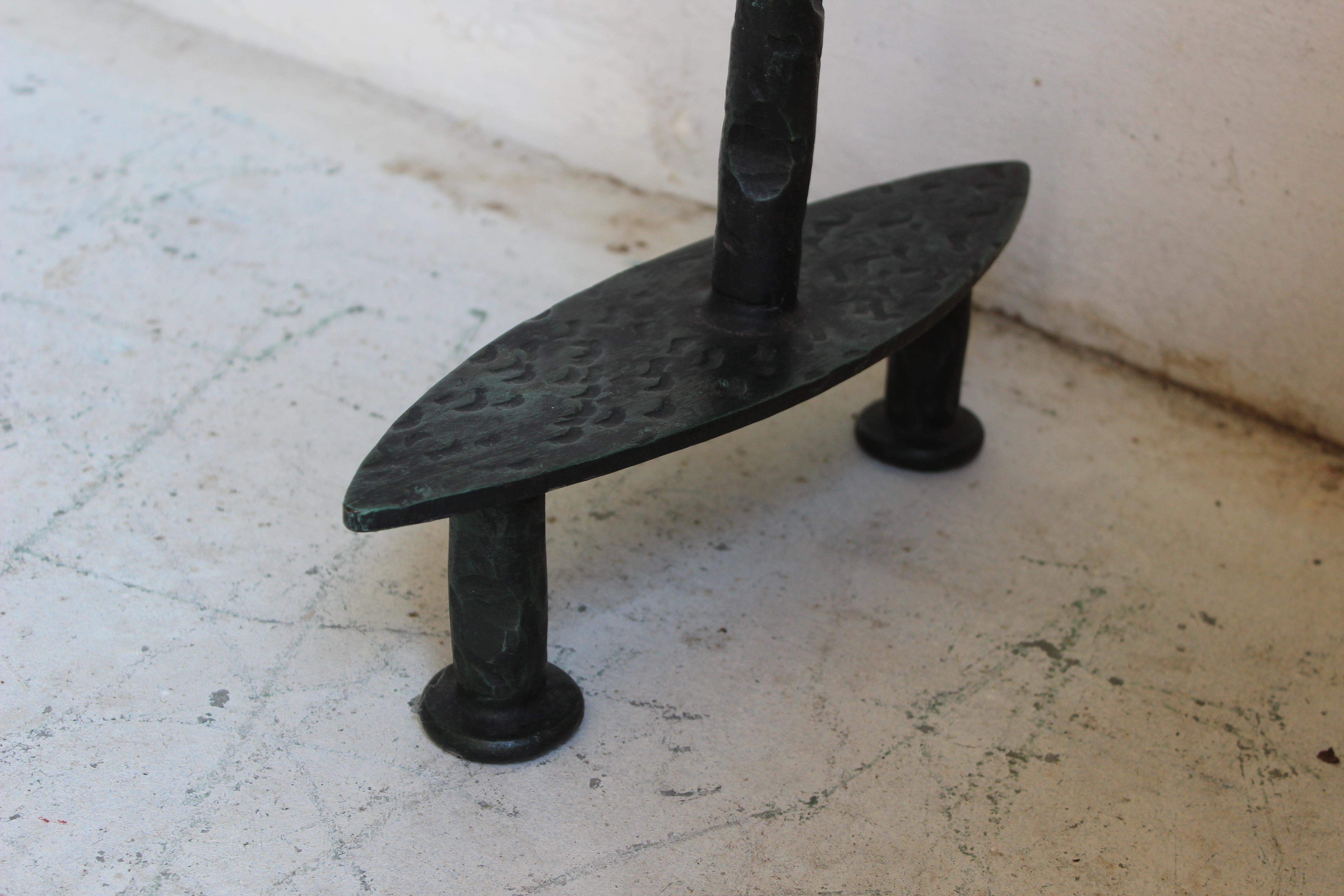 20th Century Giacometti Style Bronze Console with Glass Top