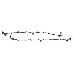 Giacometti Style Naturalistic Patinated Bronze Wall Sculptures with Birds, Pair