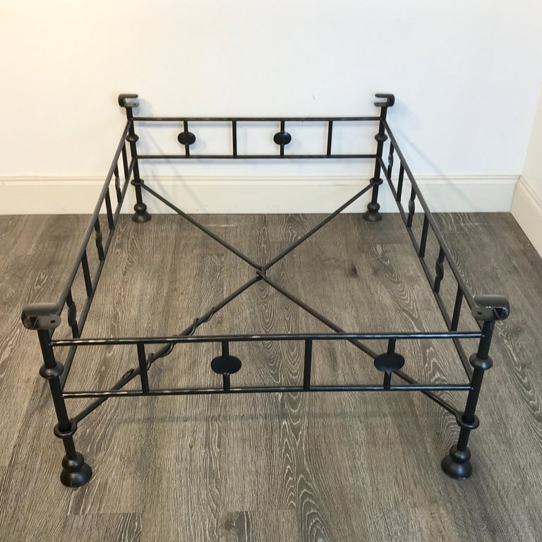 Wrought Iron Coffee Table Base : Woodard Cascade Wrought Iron Coffee Table Base | WR2W4400 : The design is contemporary, and the translucent top shows off the ironwork to best advantage.