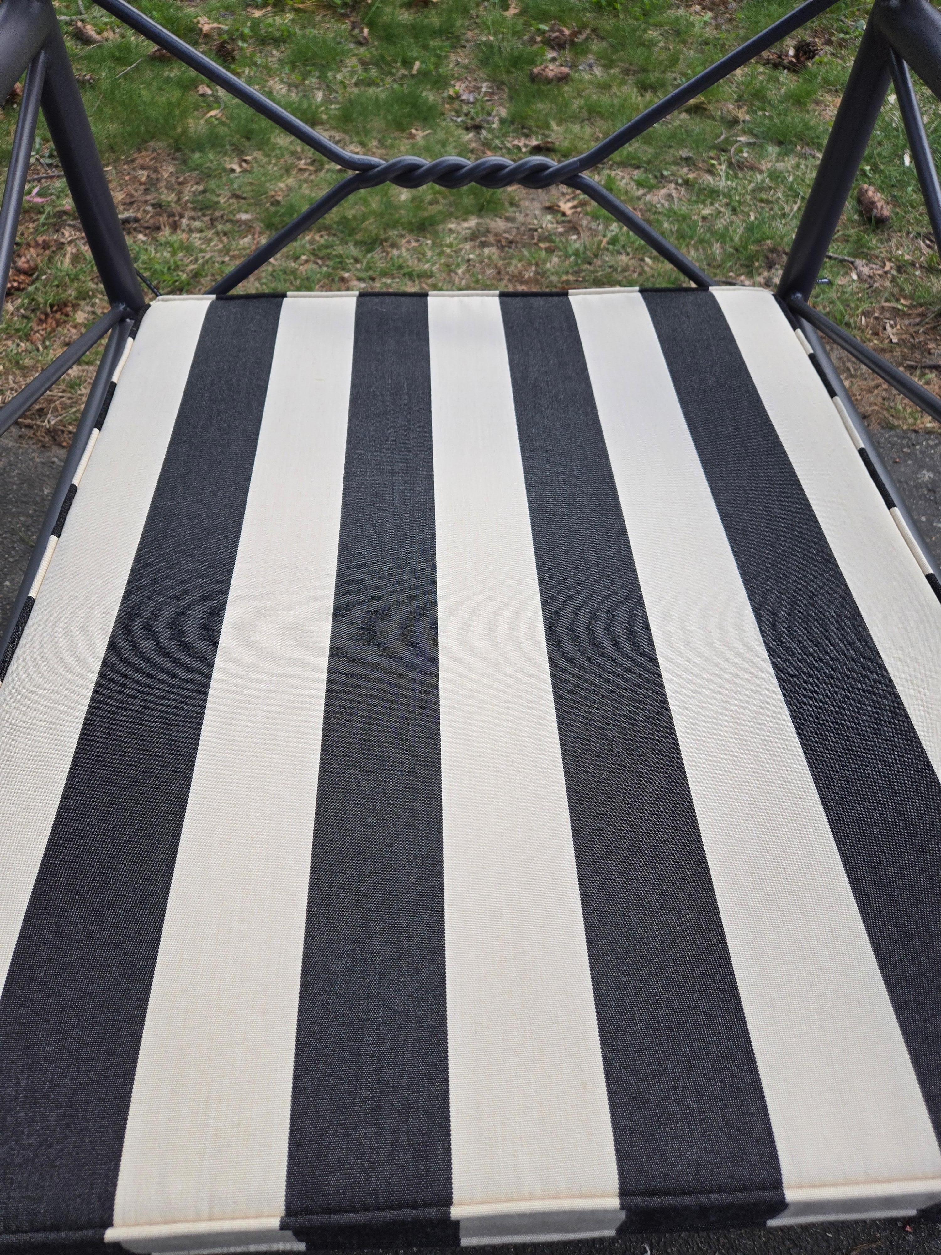 20th Century Giacometti style Outdoor Chair with New Sunbrella Cushion For Sale