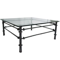 Giacometti Style Patinated Bronze Finish Square Coffee Table