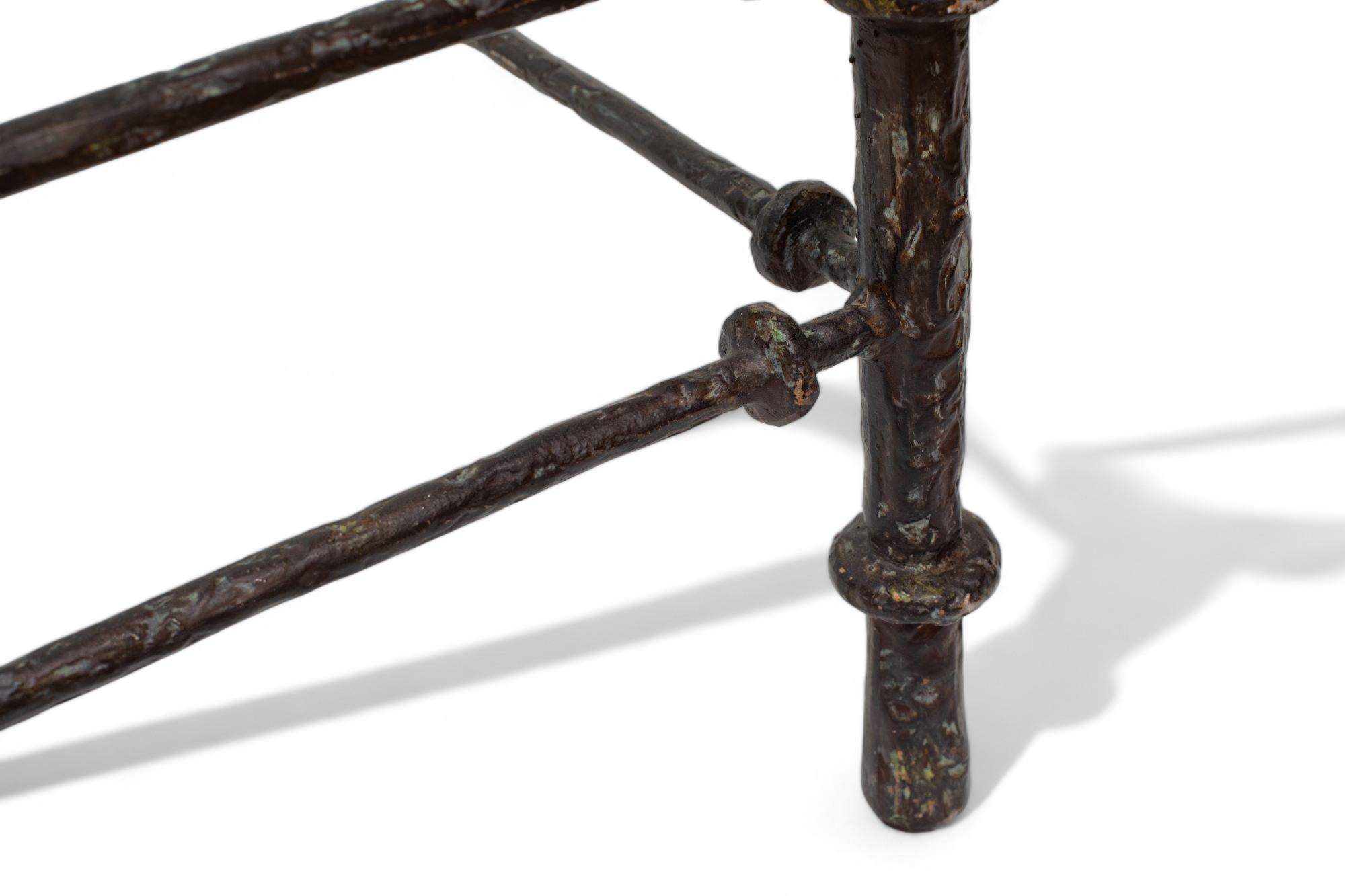 Aluminum Giacometti Style Patinated Bronze Finish Square Coffee Table For Sale