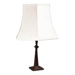 "Giacometti" style patinated bronze table lamp C.1970-80