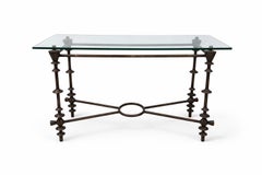 Consola de cristal y bronce patinado estilo Giacometti Consola de cristal y bronce patinado estilo Giacometti