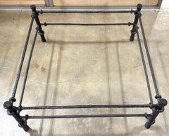 Giacometti Style Patinated Iron Square Coffee Table, Late 20th Century