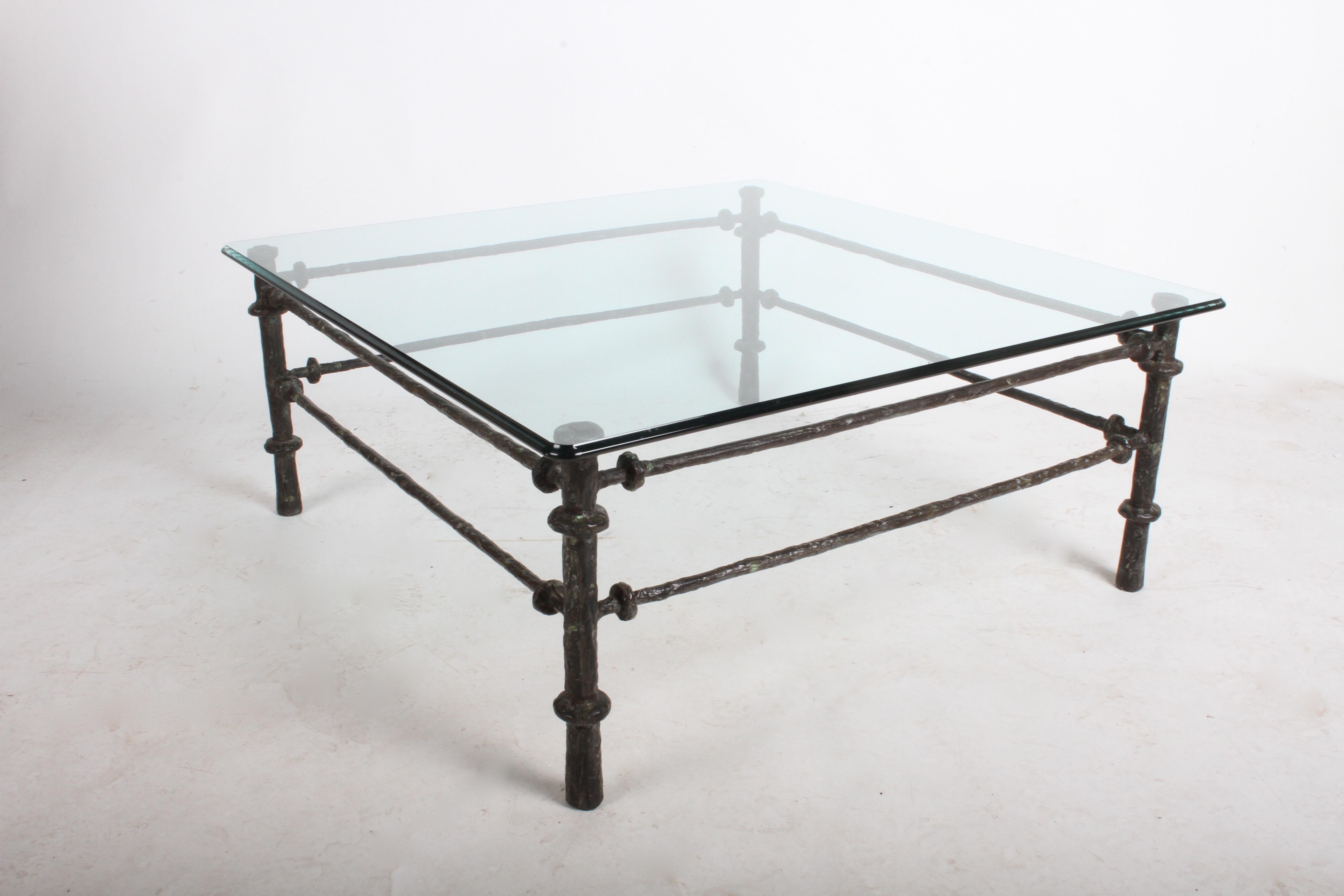 Mid-Century Modern Giacometti Style Patinated Metal Coffee Table