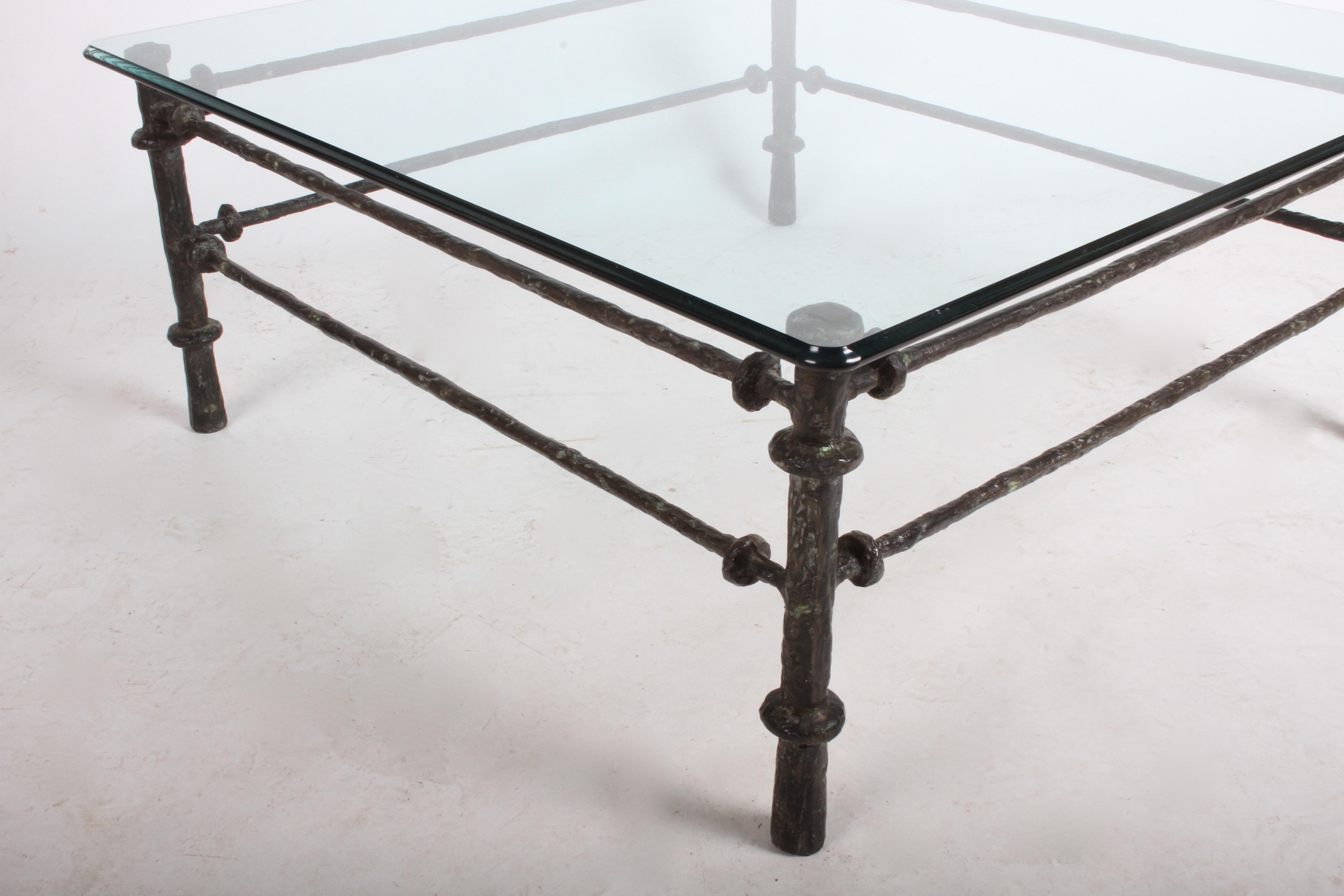 American Giacometti Style Patinated Metal Coffee Table
