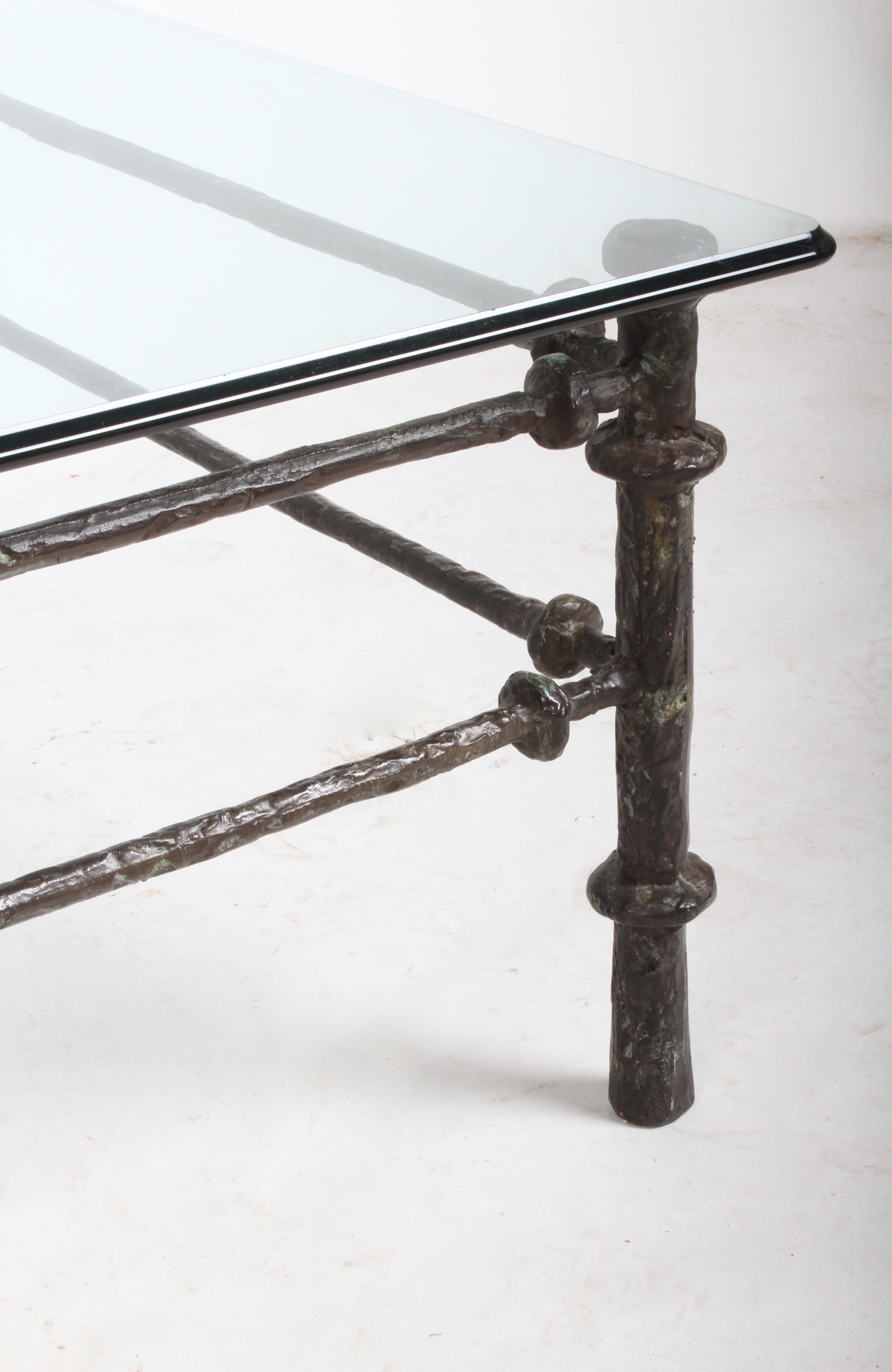 Giacometti Style Patinated Metal Coffee Table In Good Condition In St. Louis, MO