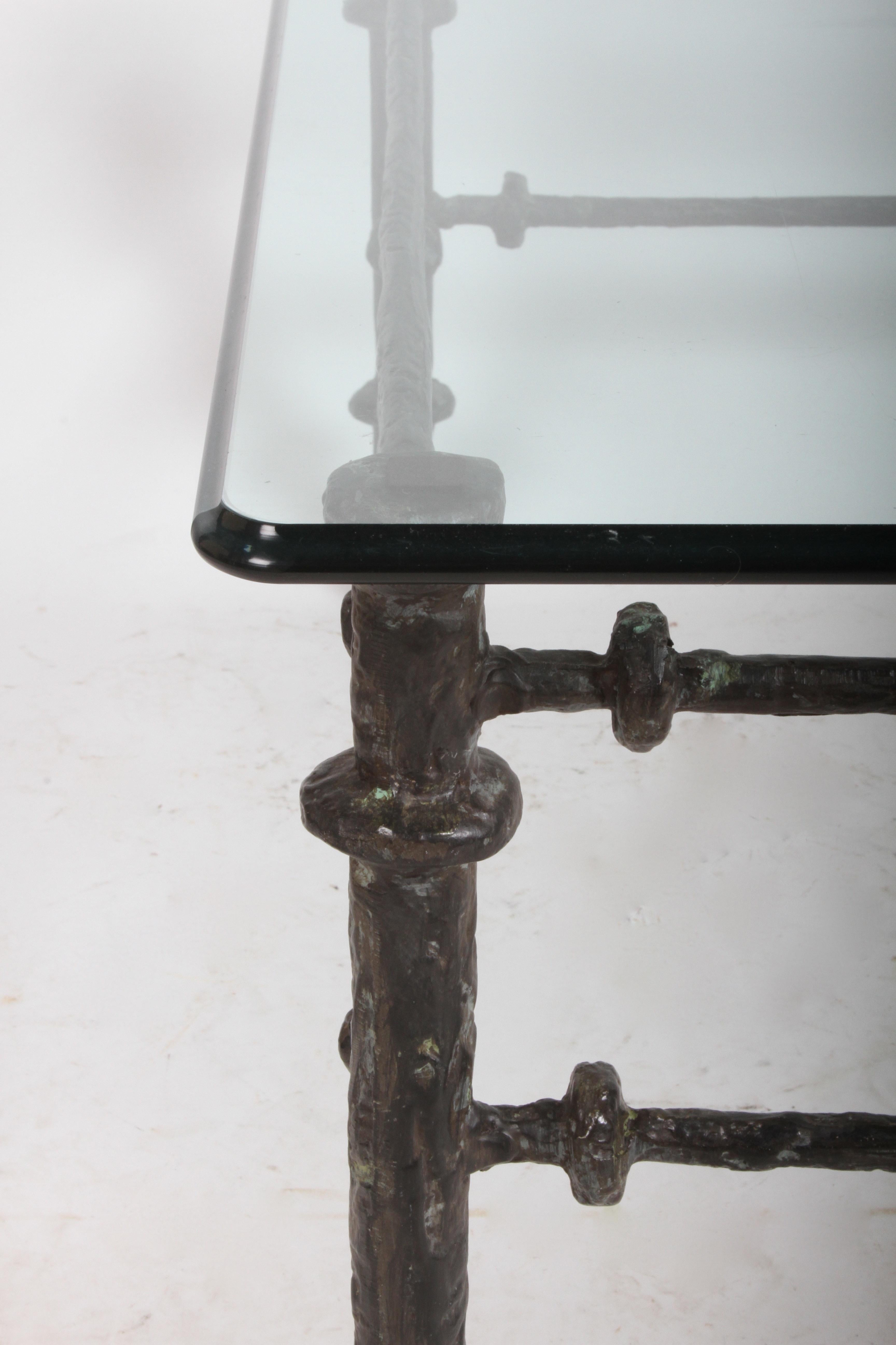 Late 20th Century Giacometti Style Patinated Metal Coffee Table