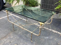 Giacometti Style Paul Ferrante Wrought Iron Hound Head Cocktail Table