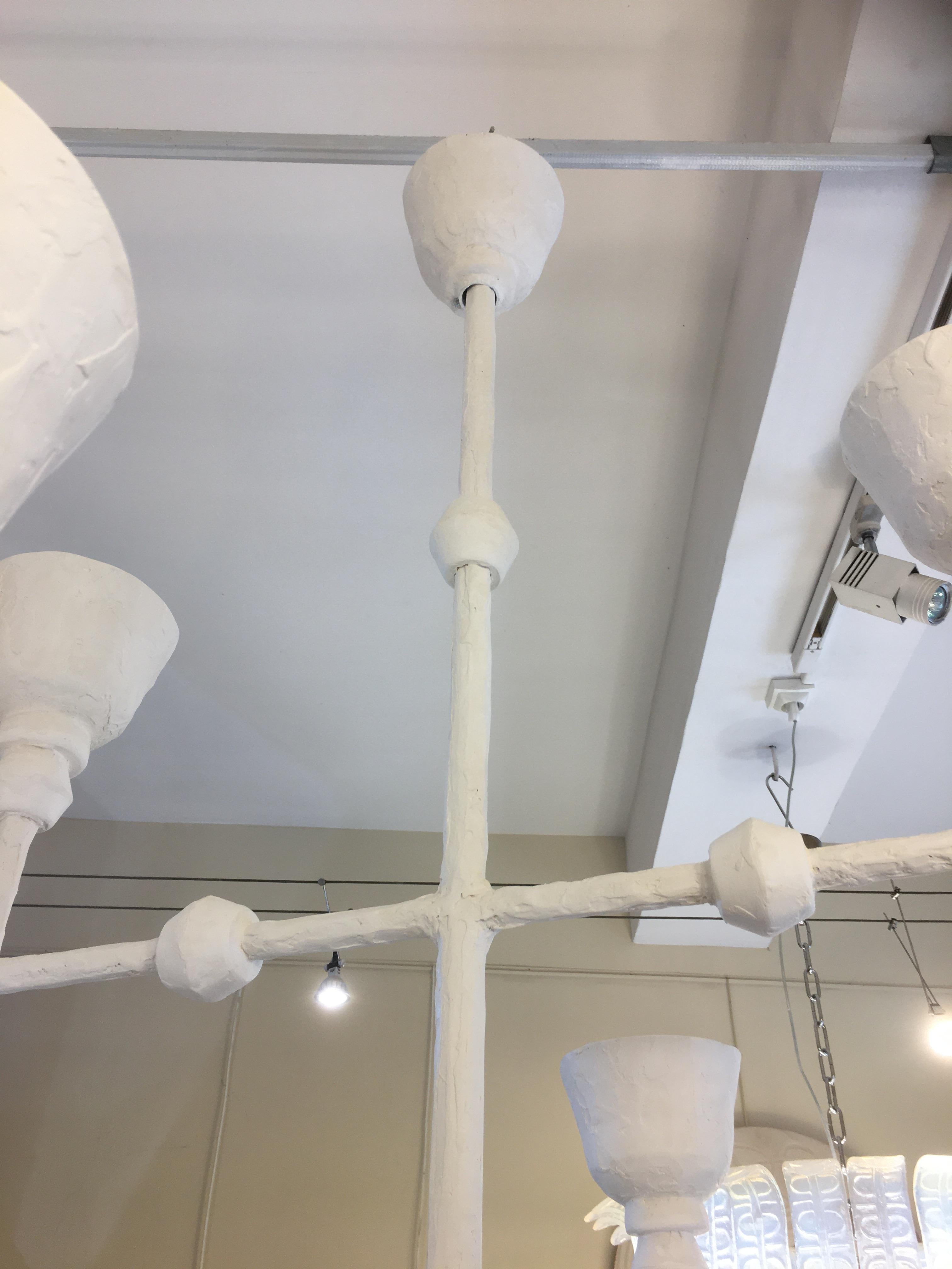 Apparecchio di illuminazione in gesso in stile Giacometti, 6 luci, Francia in vendita 3