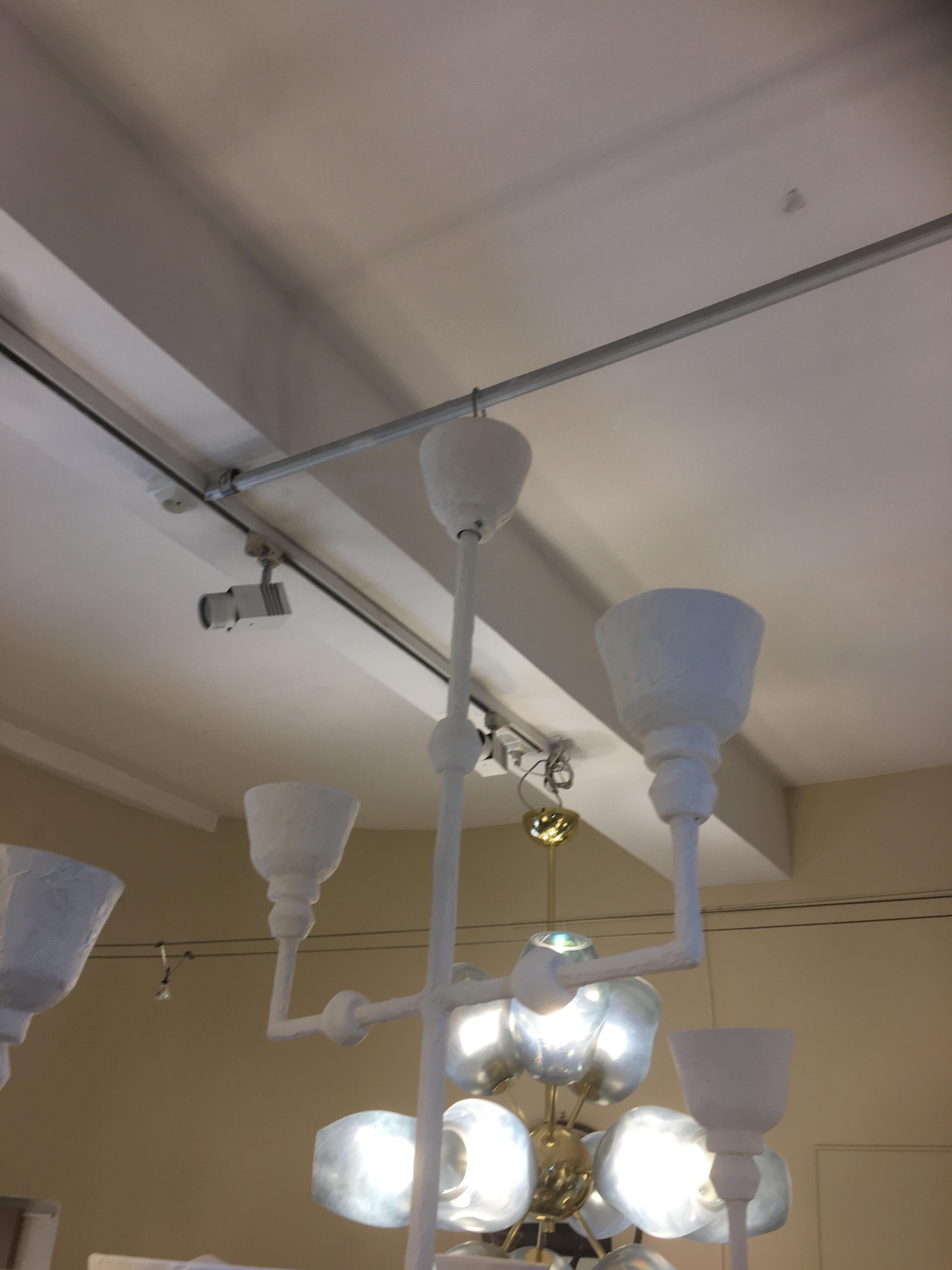 Francese Apparecchio di illuminazione in gesso in stile Giacometti, 6 luci, Francia in vendita