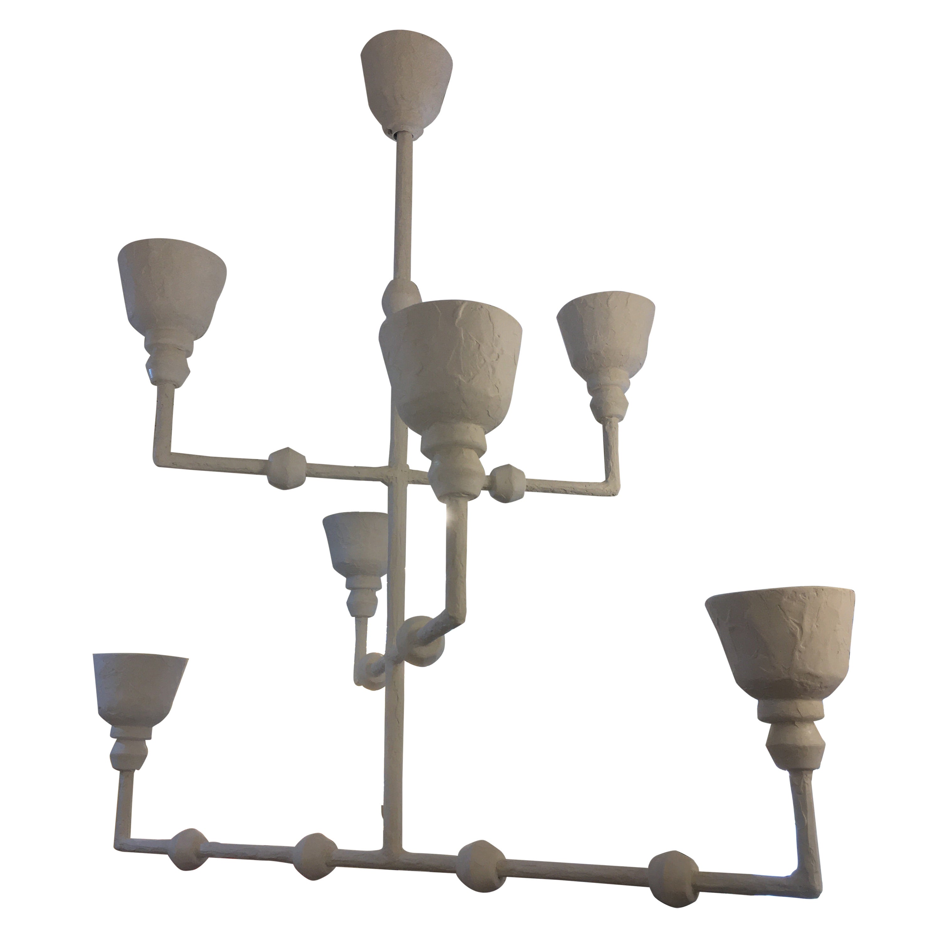Lámpara de escayola estilo Giacometti, 6 luces, Francia