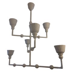 Apparecchio di illuminazione in gesso in stile Giacometti, 6 luci, Francia
