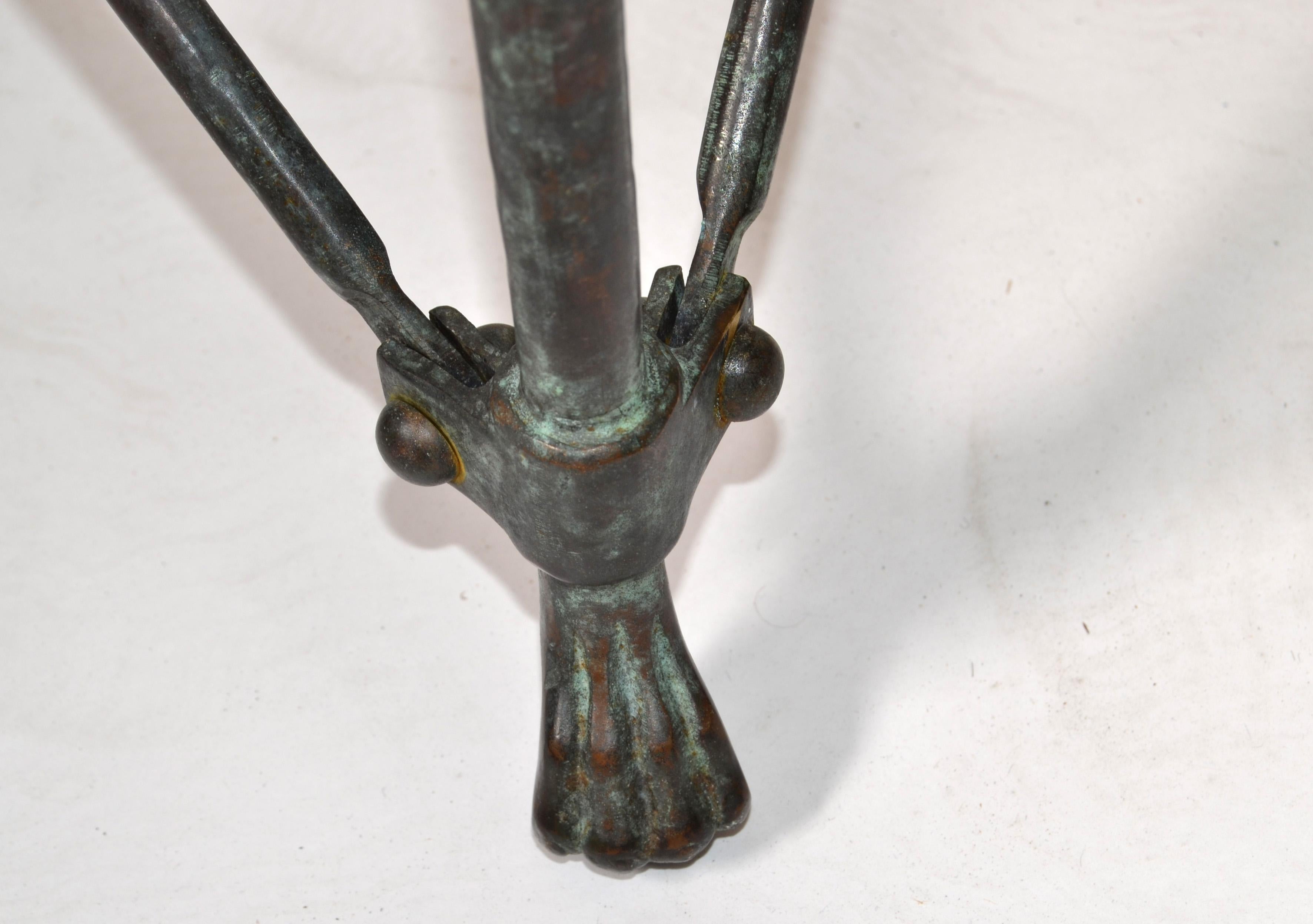 Giacometti Style Round Neoclassical Solid Bronze Table Lion Heads Claw Feet  For Sale 4