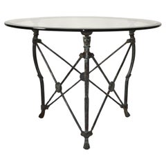 Giacometti Style Round Neoclassical Solid Bronze Table Lion Heads Claw Feet 