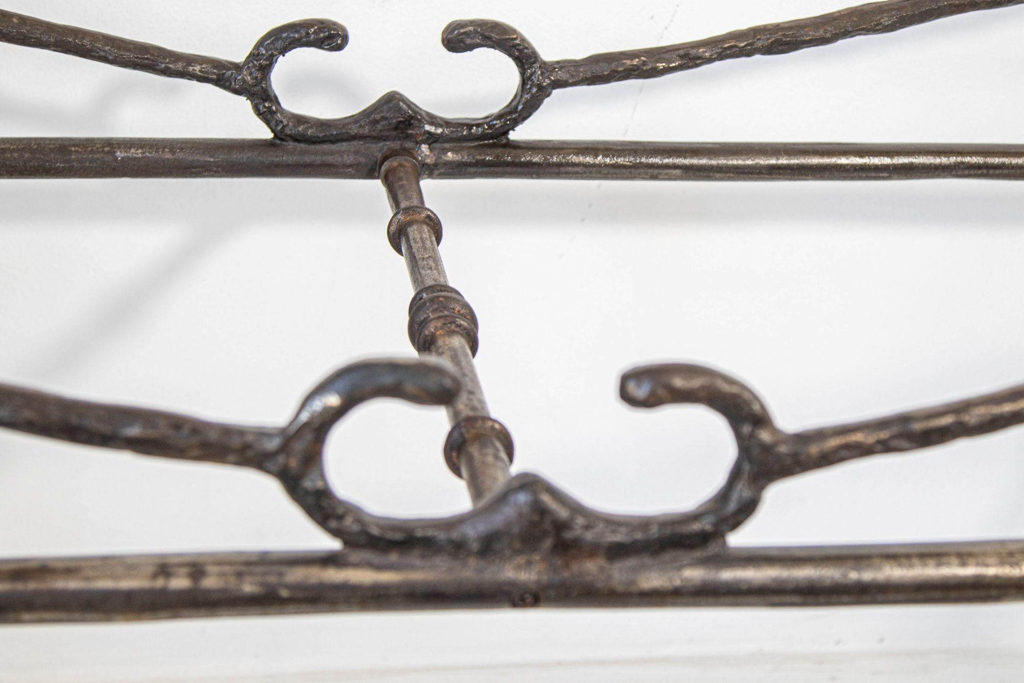 Giacometti Style Sculptural Brutalist Iron and Glass Console Table With Cat Head For Sale 6