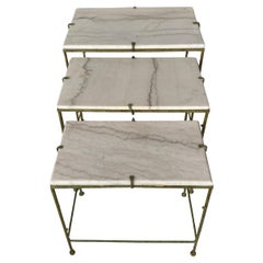 Giacometti Style Sculptural Faux Bois Accent Tables, Set of 3