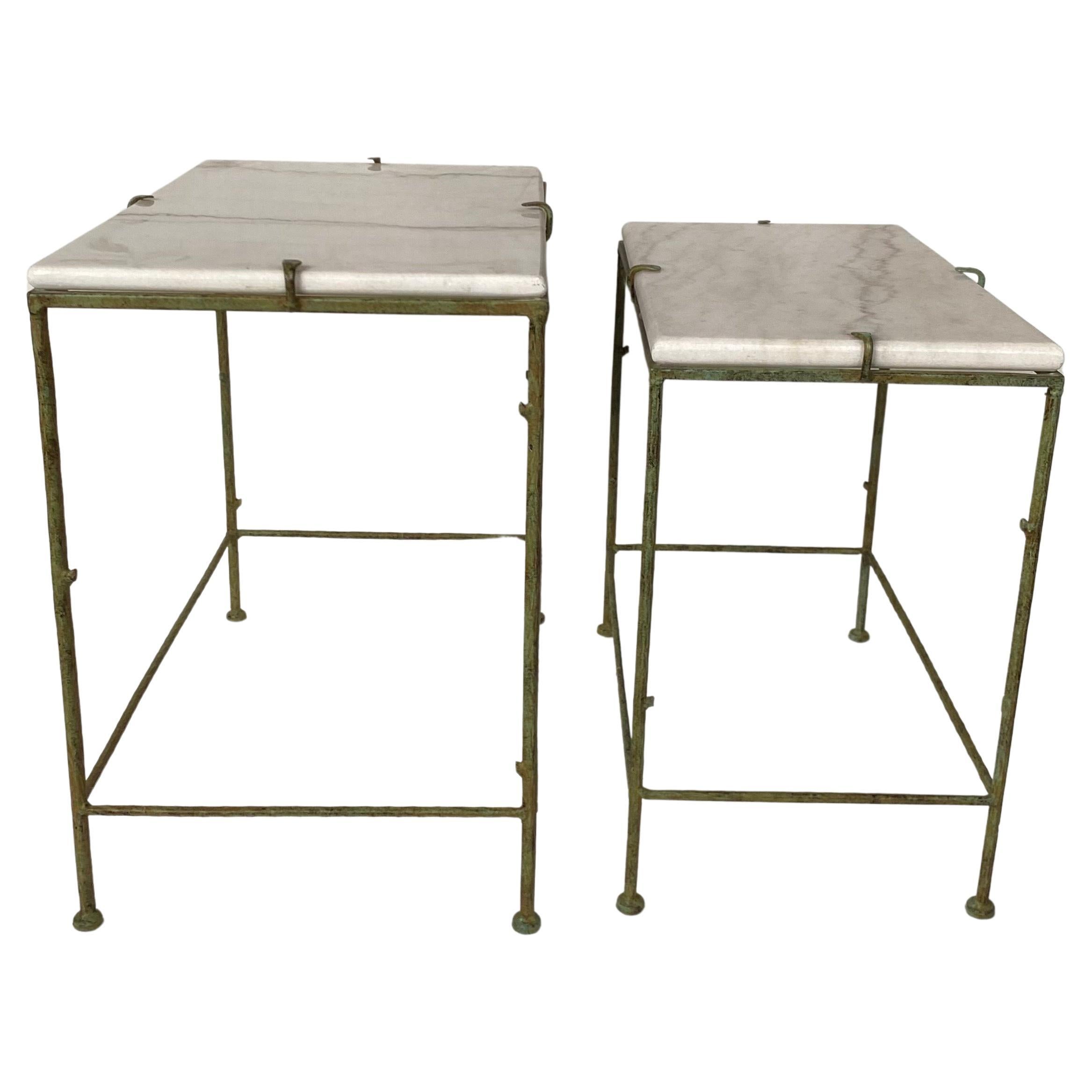 20th Century Giacometti Style Sculptural Faux Bois Accent Tables, Set of 3 For Sale