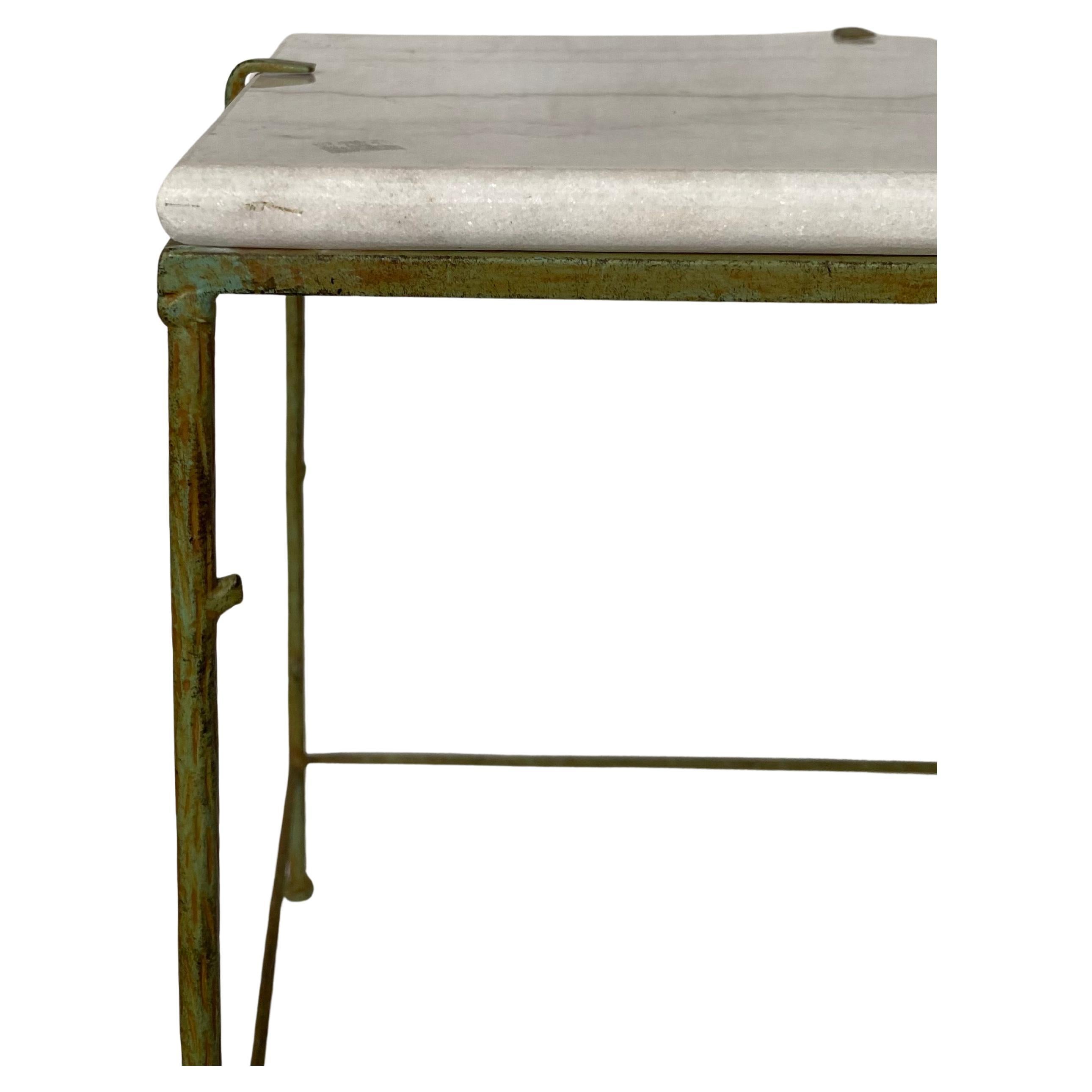Metal Giacometti Style Sculptural Faux Bois Accent Tables, Set of 3 For Sale