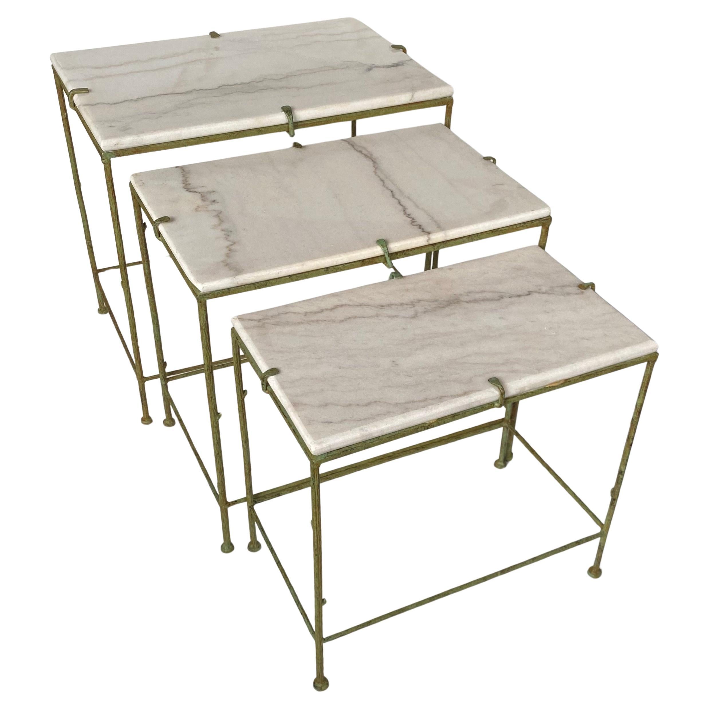 Skulpturale Akzenttische aus Bois Faux im Giacometti-Stil, 3er-Set