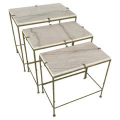 Tables d'appoint sculpturales en faux bois de style Giacometti, lot de 3