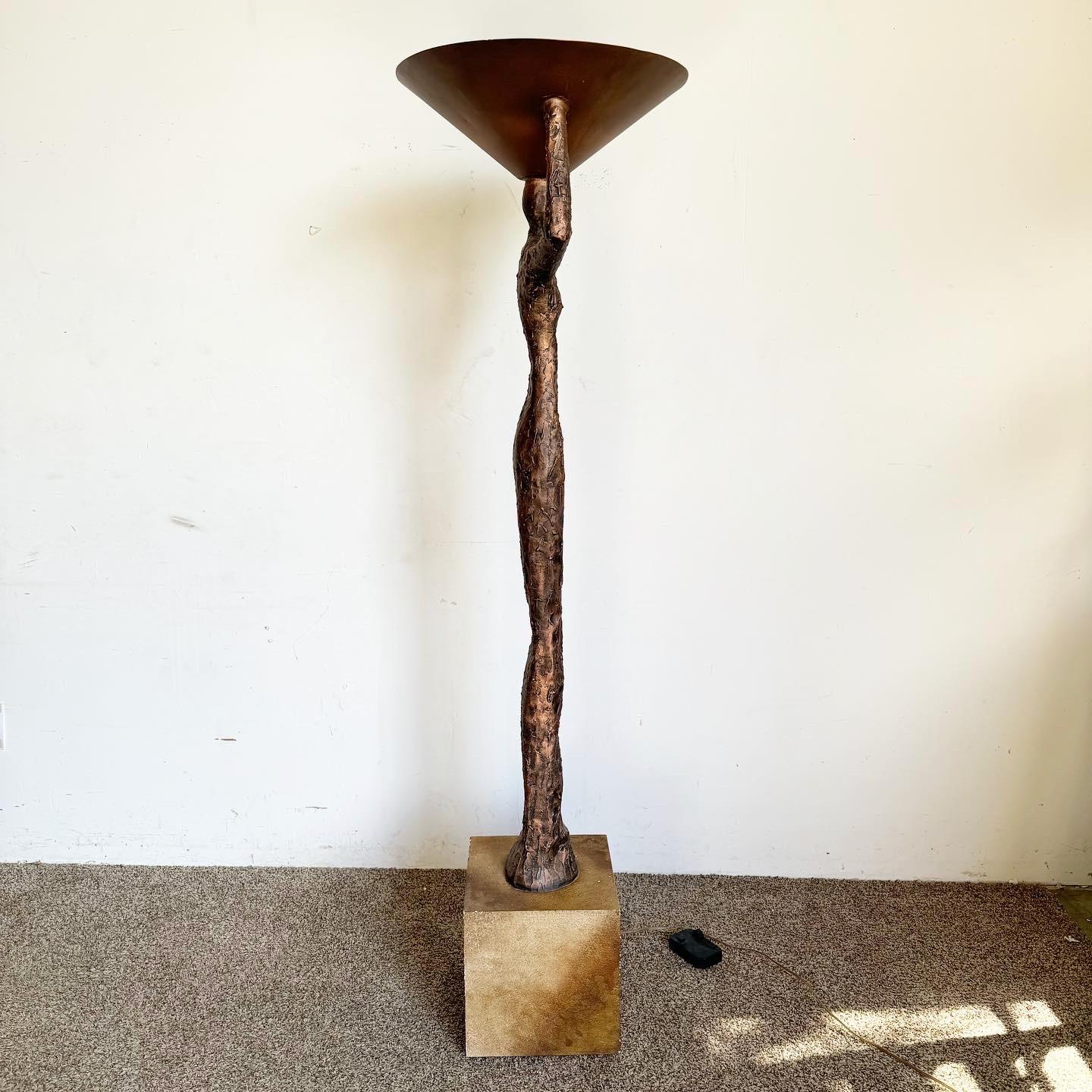 20th Century Giacometti Style Sculpture Floor Lamp Torchiere