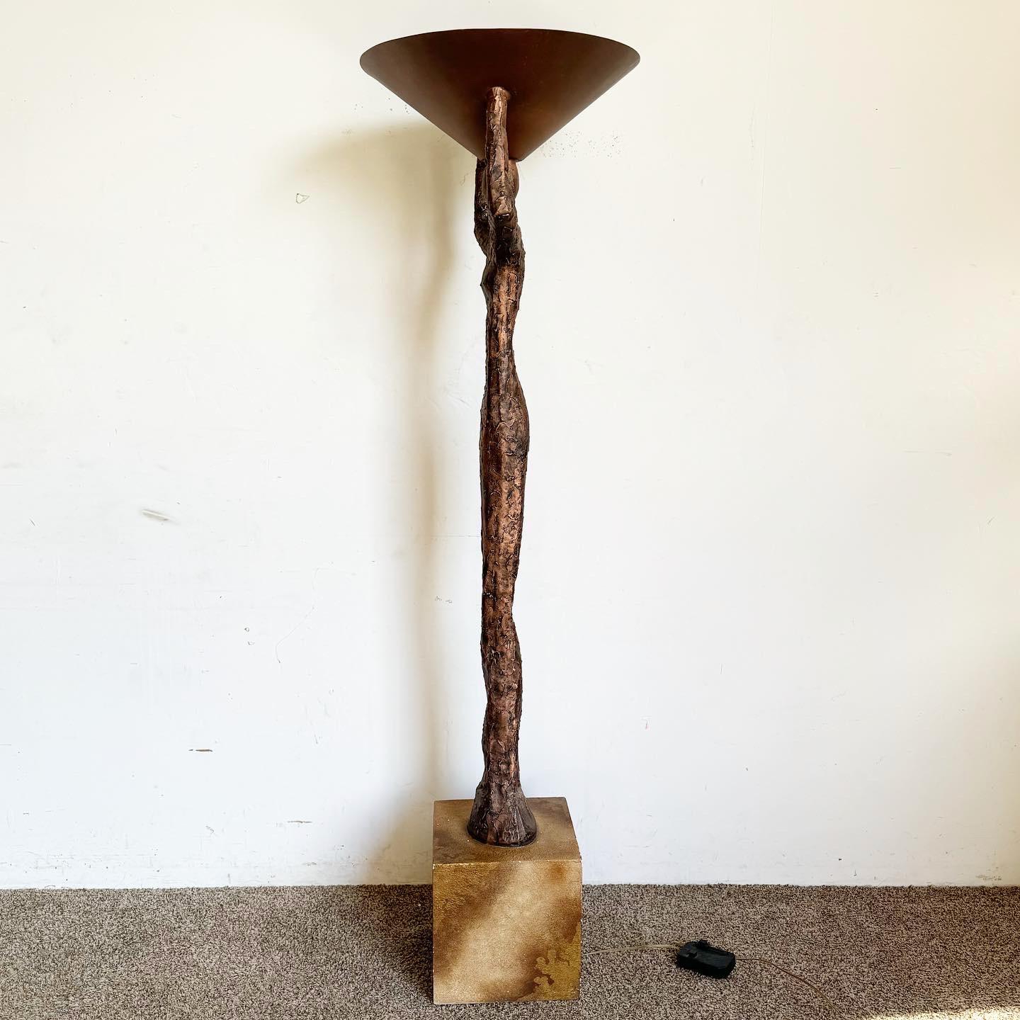 Metal Giacometti Style Sculpture Floor Lamp Torchiere