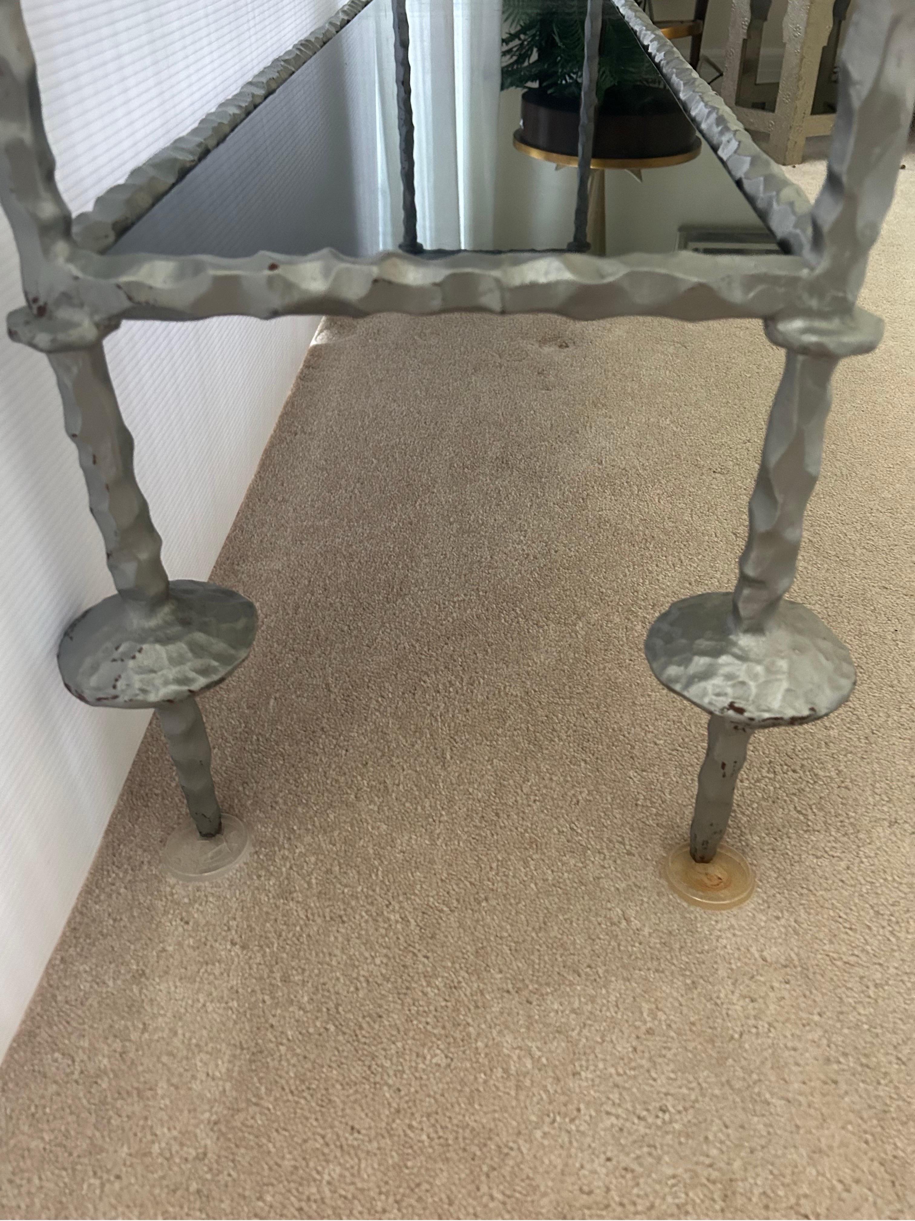 Giacometti style Silver  wrought iron console table 2