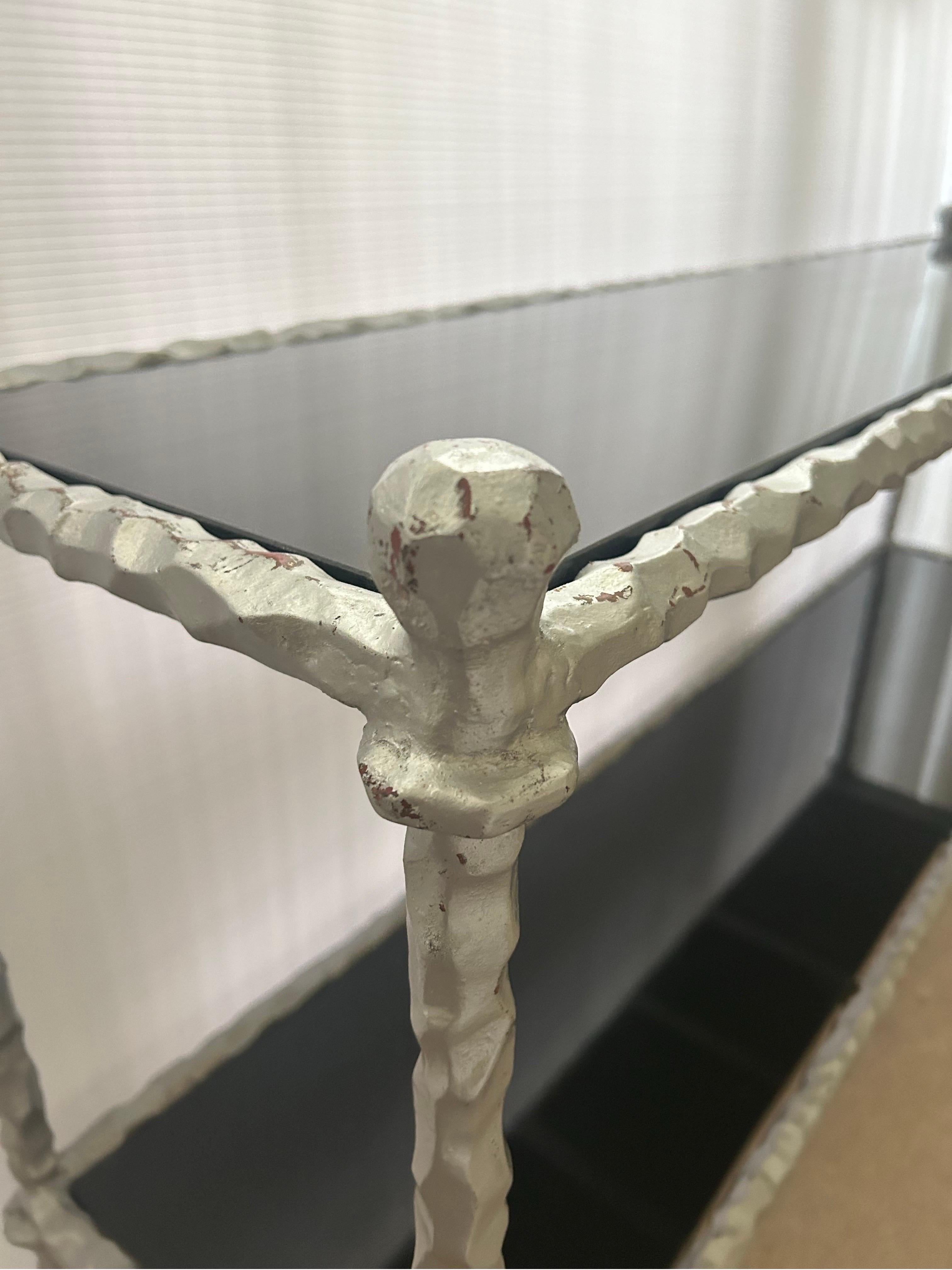 Giacometti style Silver  wrought iron console table 3