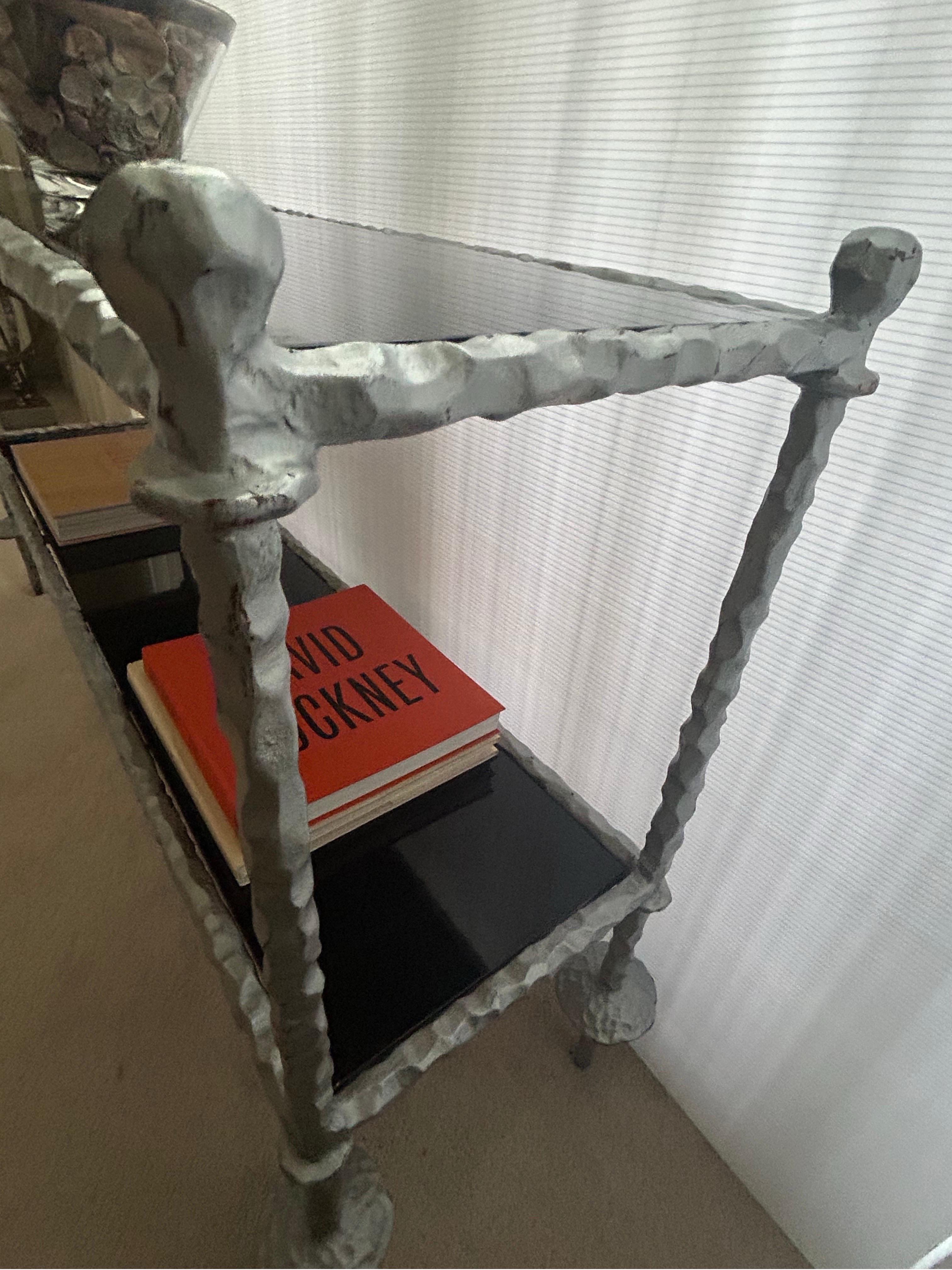 Late 20th Century Giacometti style Silver  wrought iron console table