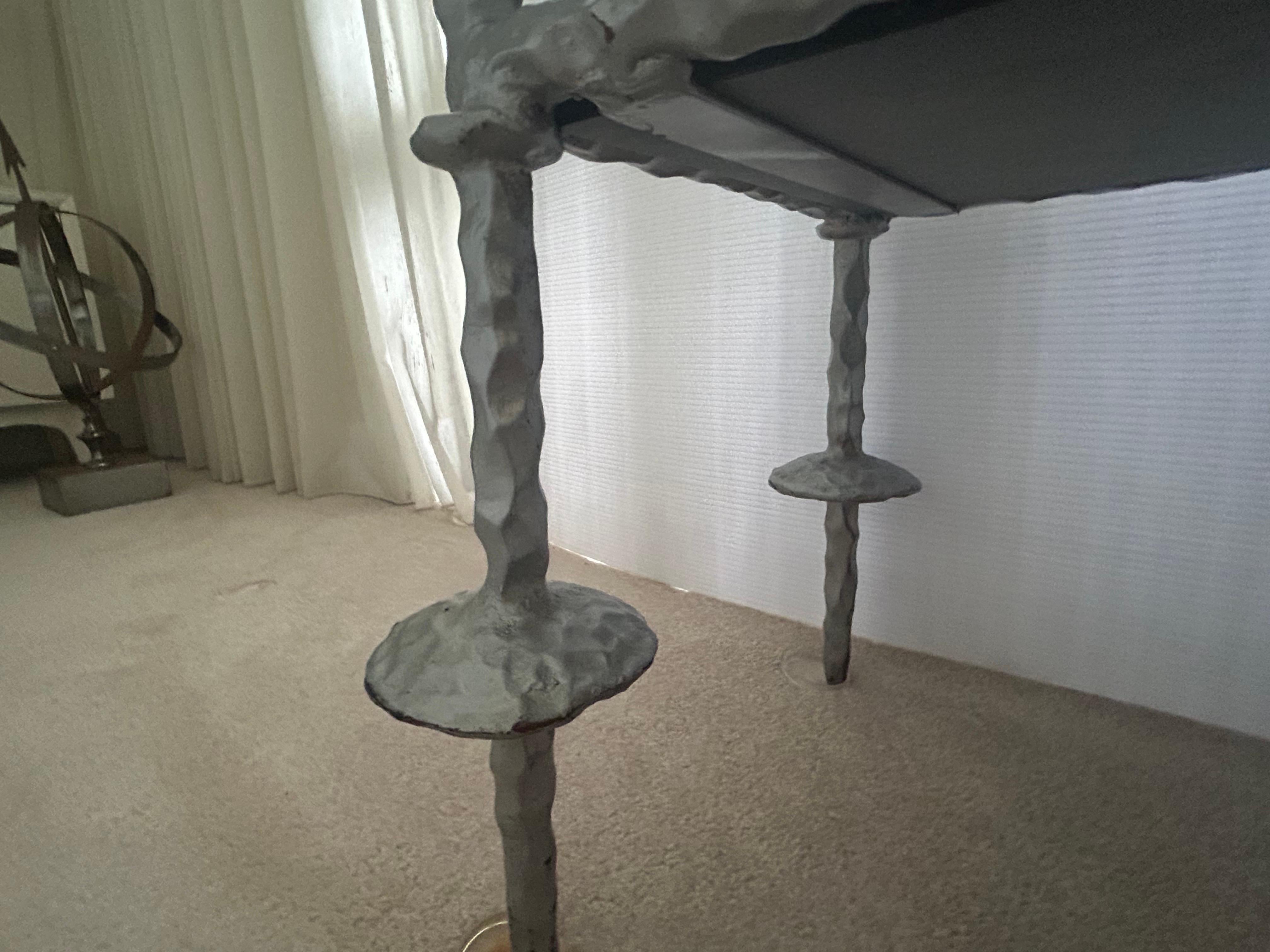 Giacometti style Silver  wrought iron console table 1