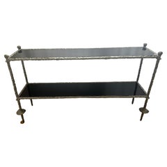 Giacometti style Silver  wrought iron console table