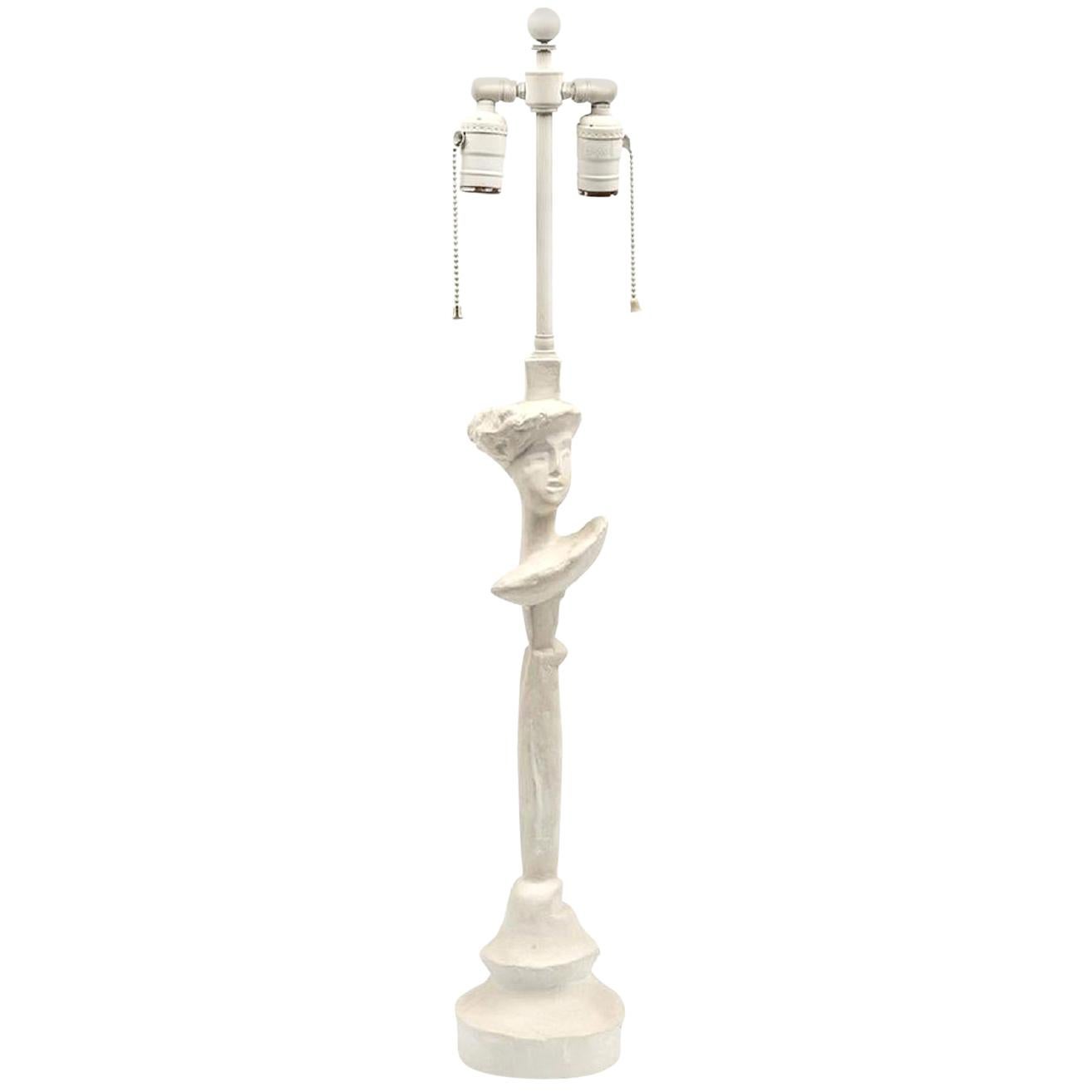 Giacometti Style "Tete de Femme" Cast Plaster Table Lamp