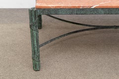 Giacometti Style Verdigris Patinated Bronze and Marble Table