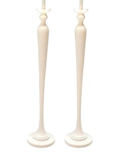 Giacometti Style White Faux Plaster Floor Lamps Firenze by Baker