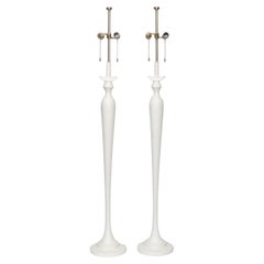 Giacometti Style White Faux Plaster Floor Lamps Firenze by Baker