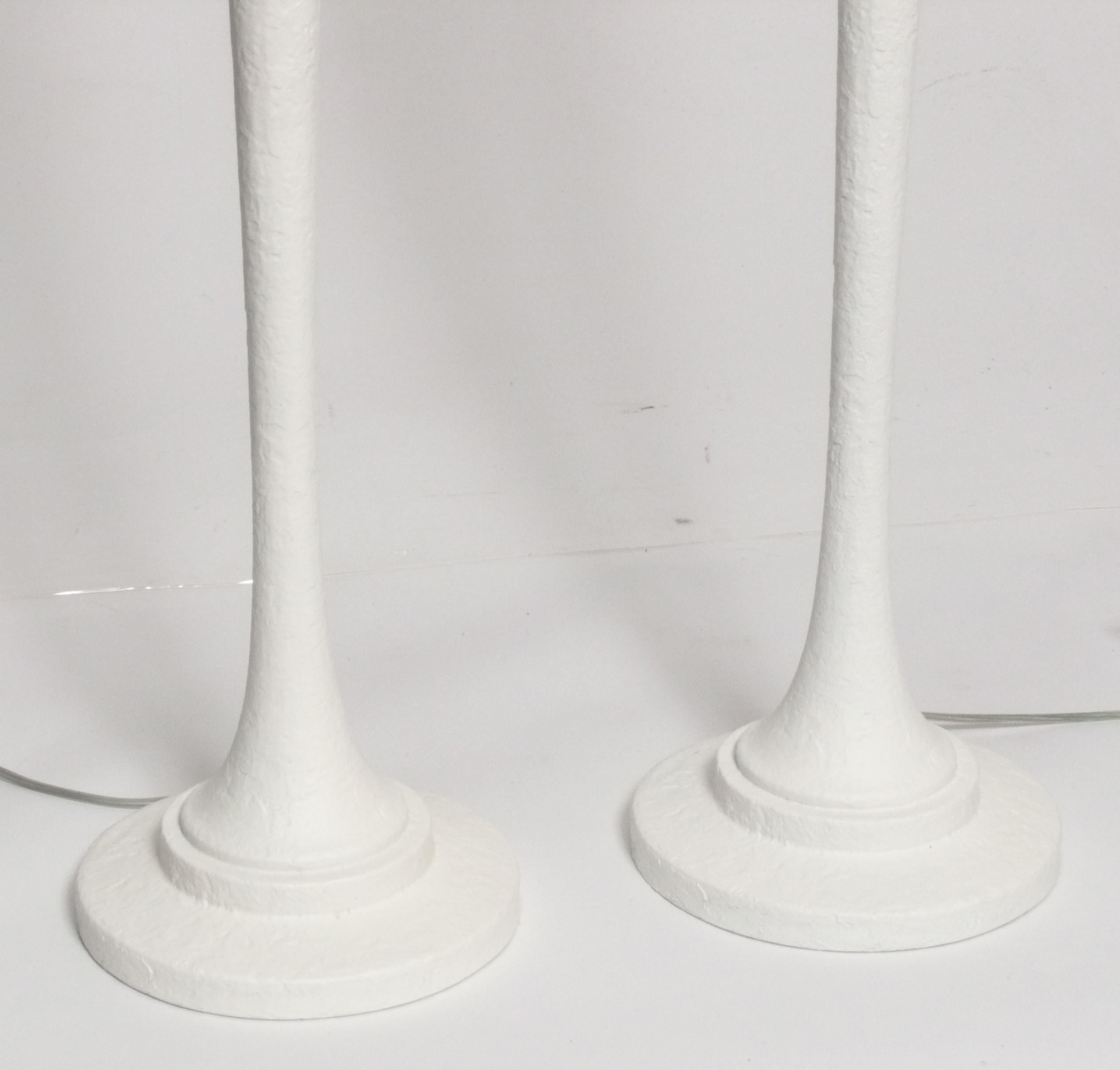 American Giacometti Style White Faux Plaster Floor Lamps Firenze by Baker For Sale