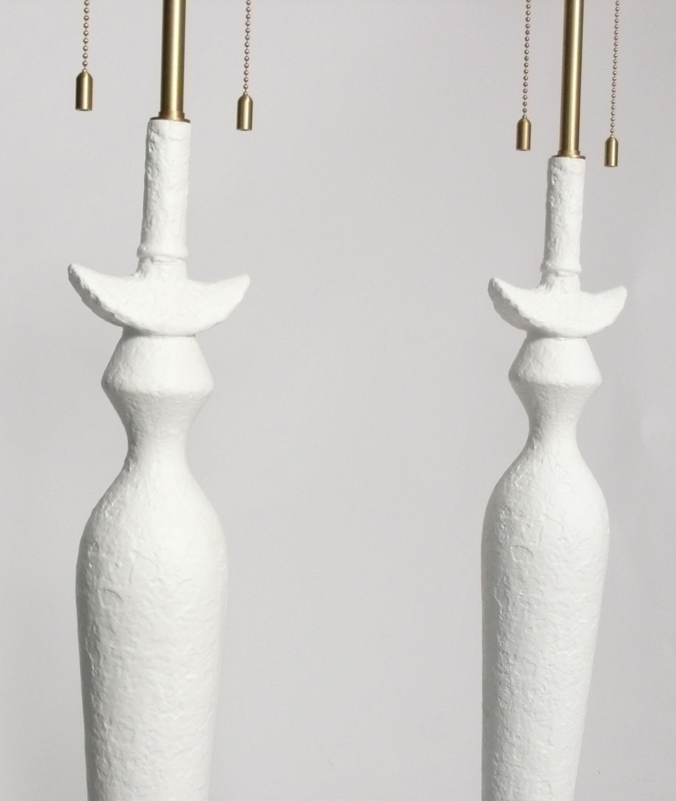 Giacometti Style White Faux Plaster Floor Lamps Firenze by Baker In Good Condition For Sale In Atlanta, GA