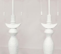 Giacometti Style White Plaster Firenze Table Lamps by Baker